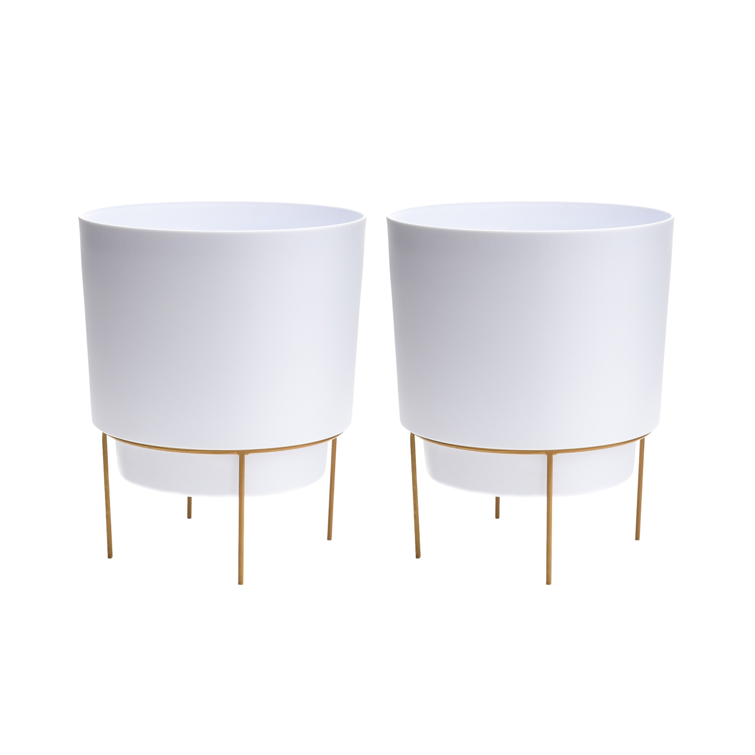 Bloem DCB-HOPMIX4 2 -Pack Round 6.0-in W x 7.5-in H x 6-in D White Plastic Contemporary/Modern Indoor/Outdoor Planter Stand Included