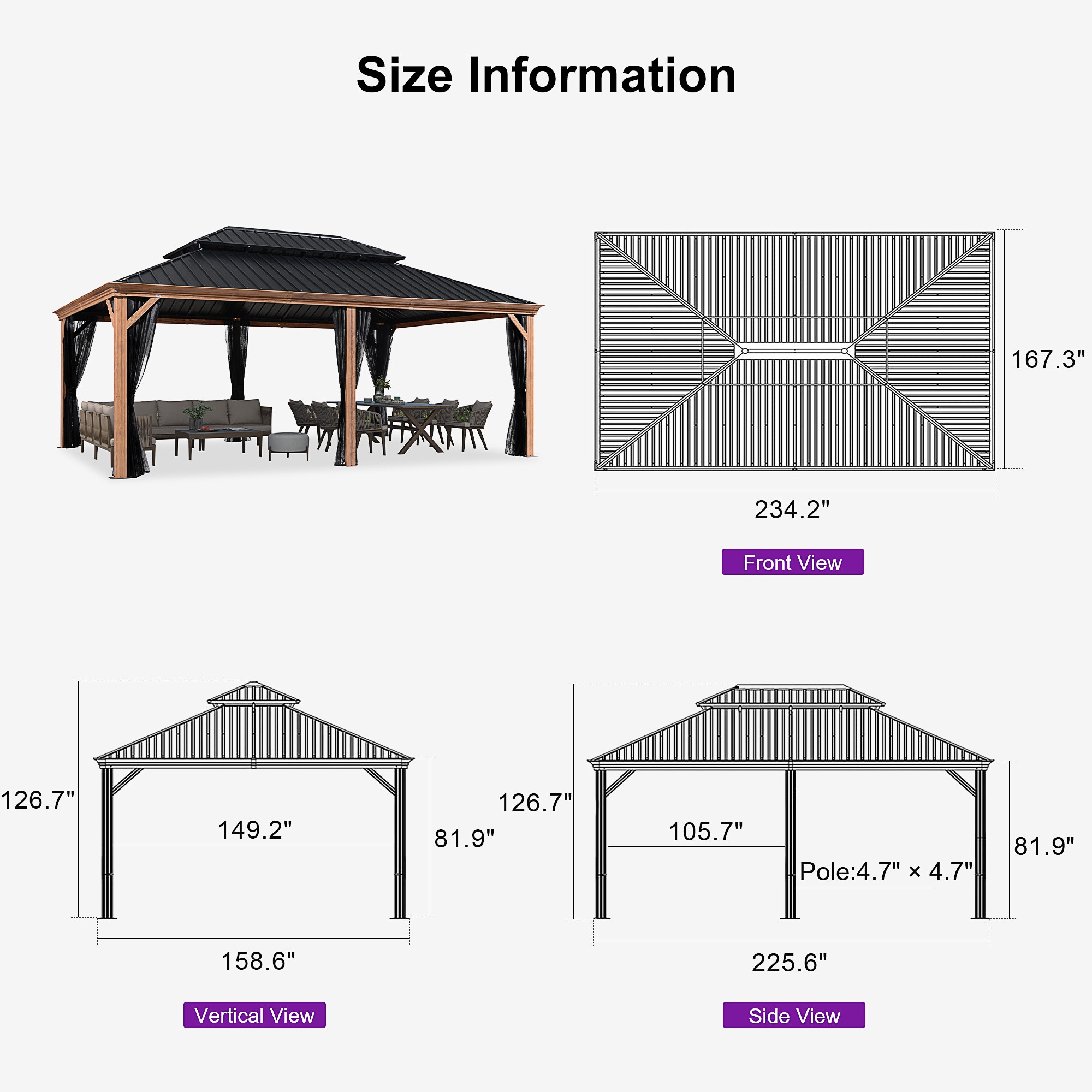 PURPLE LEAF LS06WHTG1420PD5 Wood-Resin-Gazebos - View #16