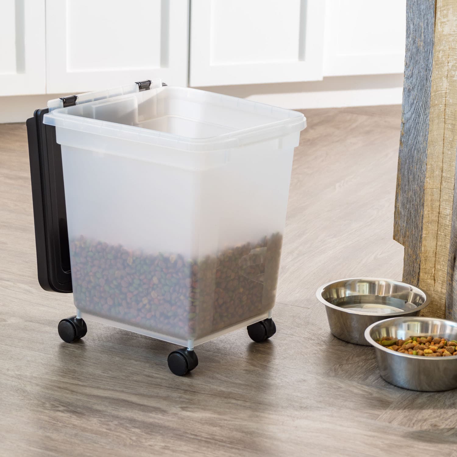 Clear Black 25 lb Airtight Plastic Pet Food Container