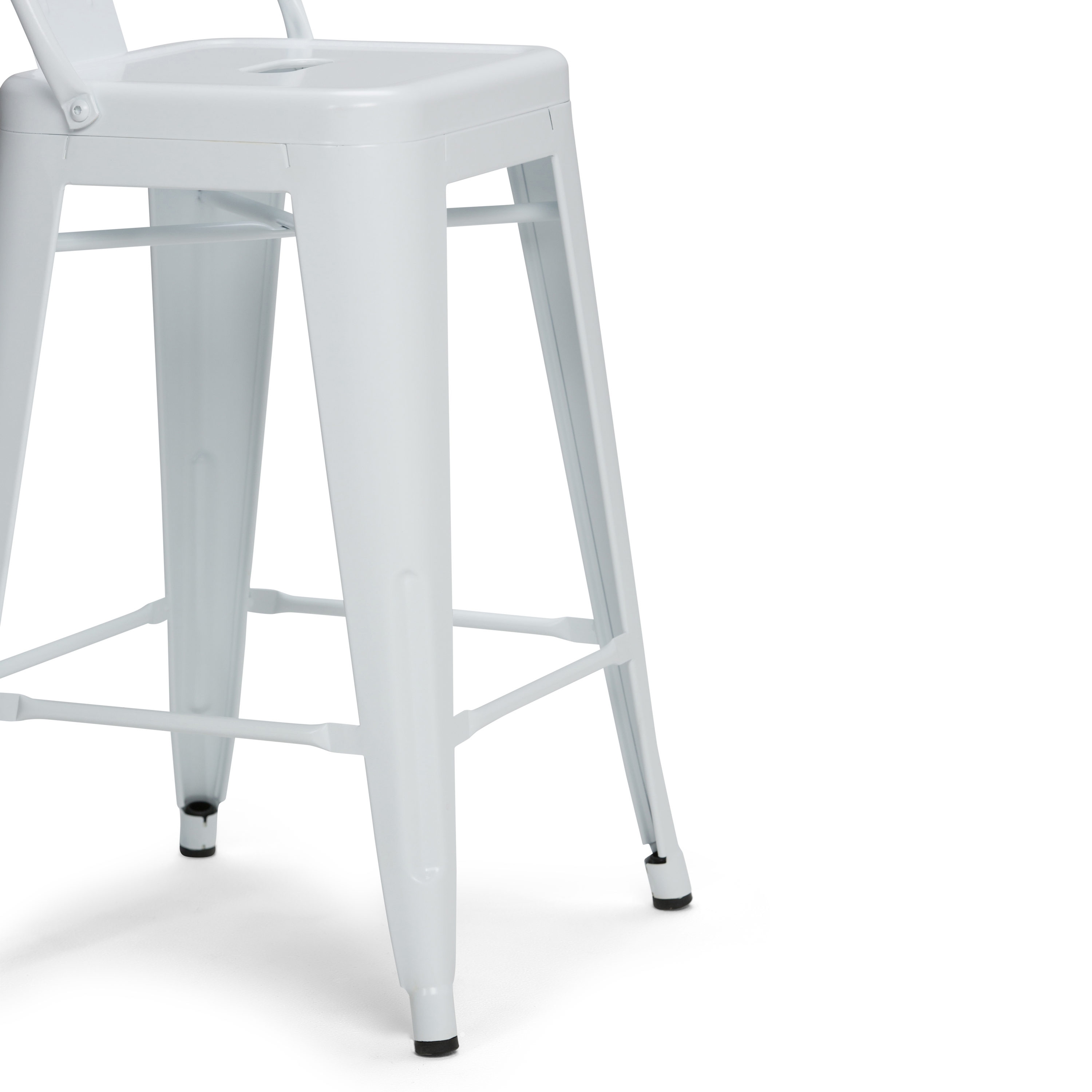 Rayne 24" White Industrial Metal Counter Stool Set