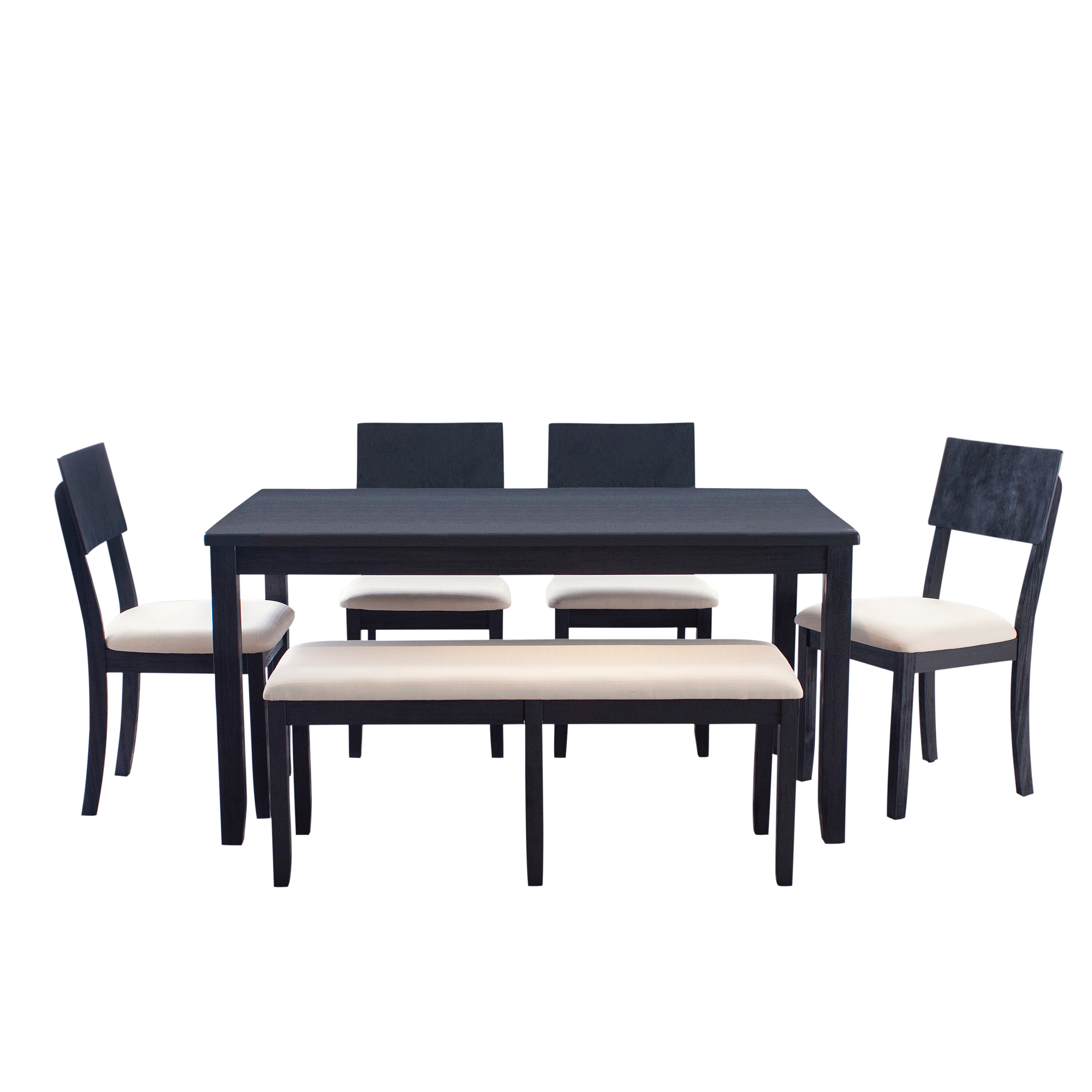 Linon LOWES1899 Black Wash Contemporary/Modern Dining Room Set with Rectangular Table ( Seats 6 )