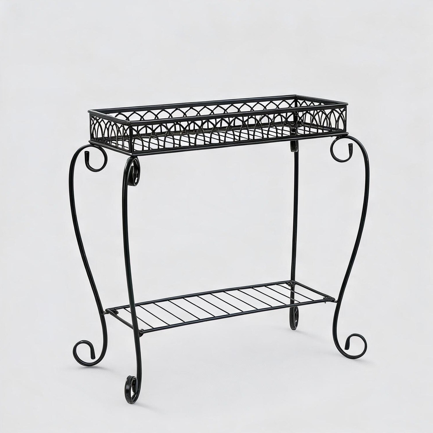 BBabe 26-Inch Two-Tier Rectangular Iron Plant Stand with Classic Vintage Silhouette Indoor Flower Display