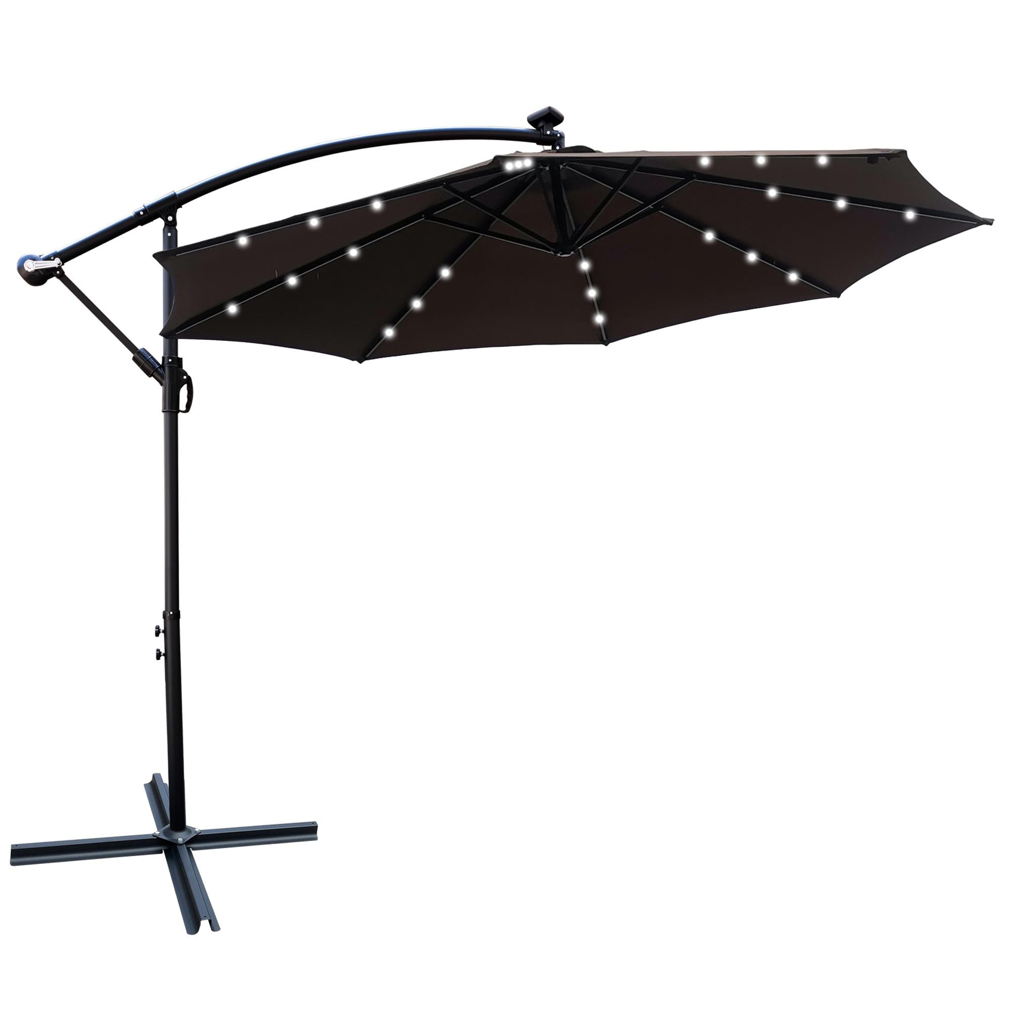 Bayfeve BF-7957-UM 10-Feet Steel Brown Cantilever Patio Umbrella with Lights and