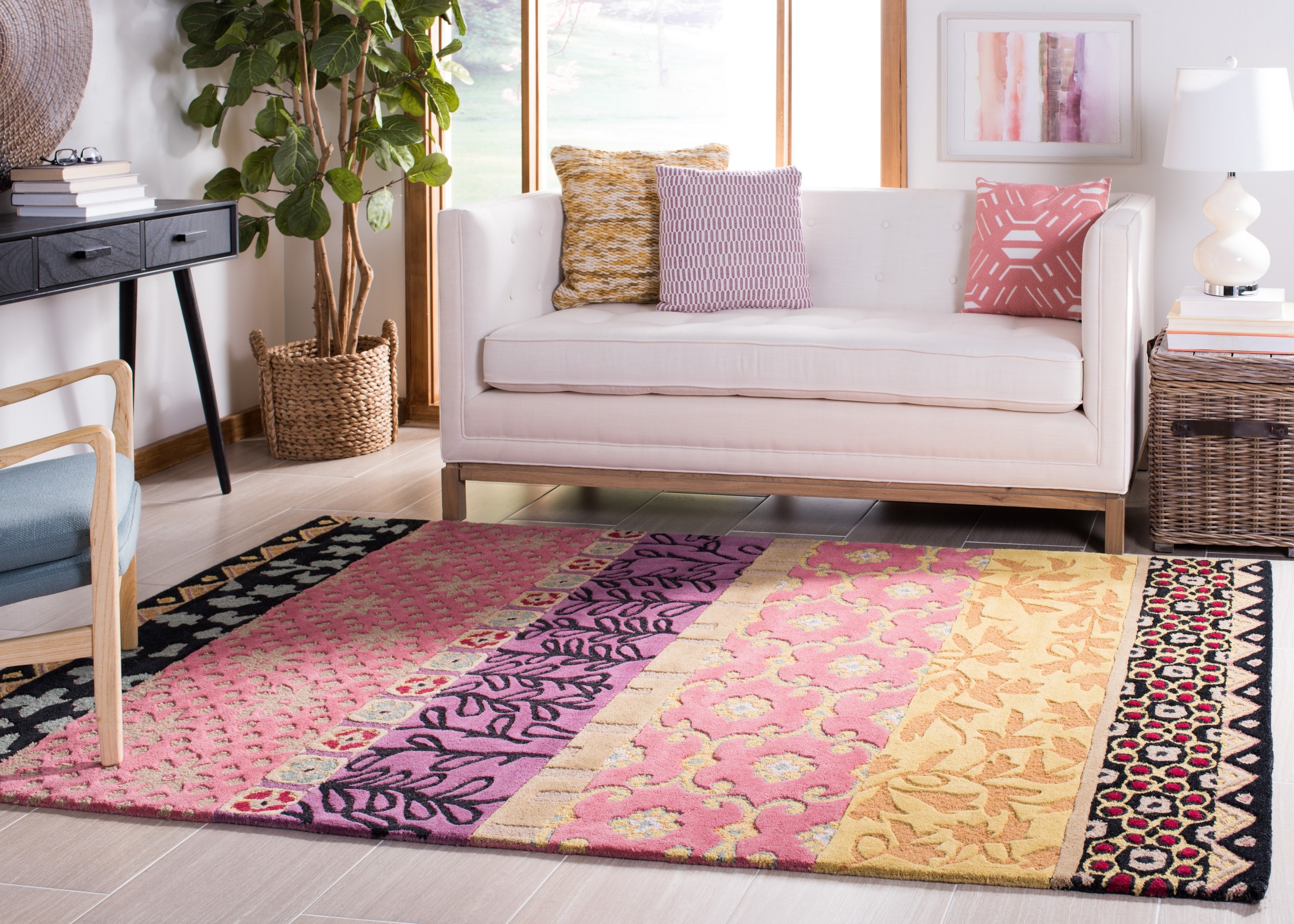 Hand-Tufted Multicolor Wool Rectangular Area Rug