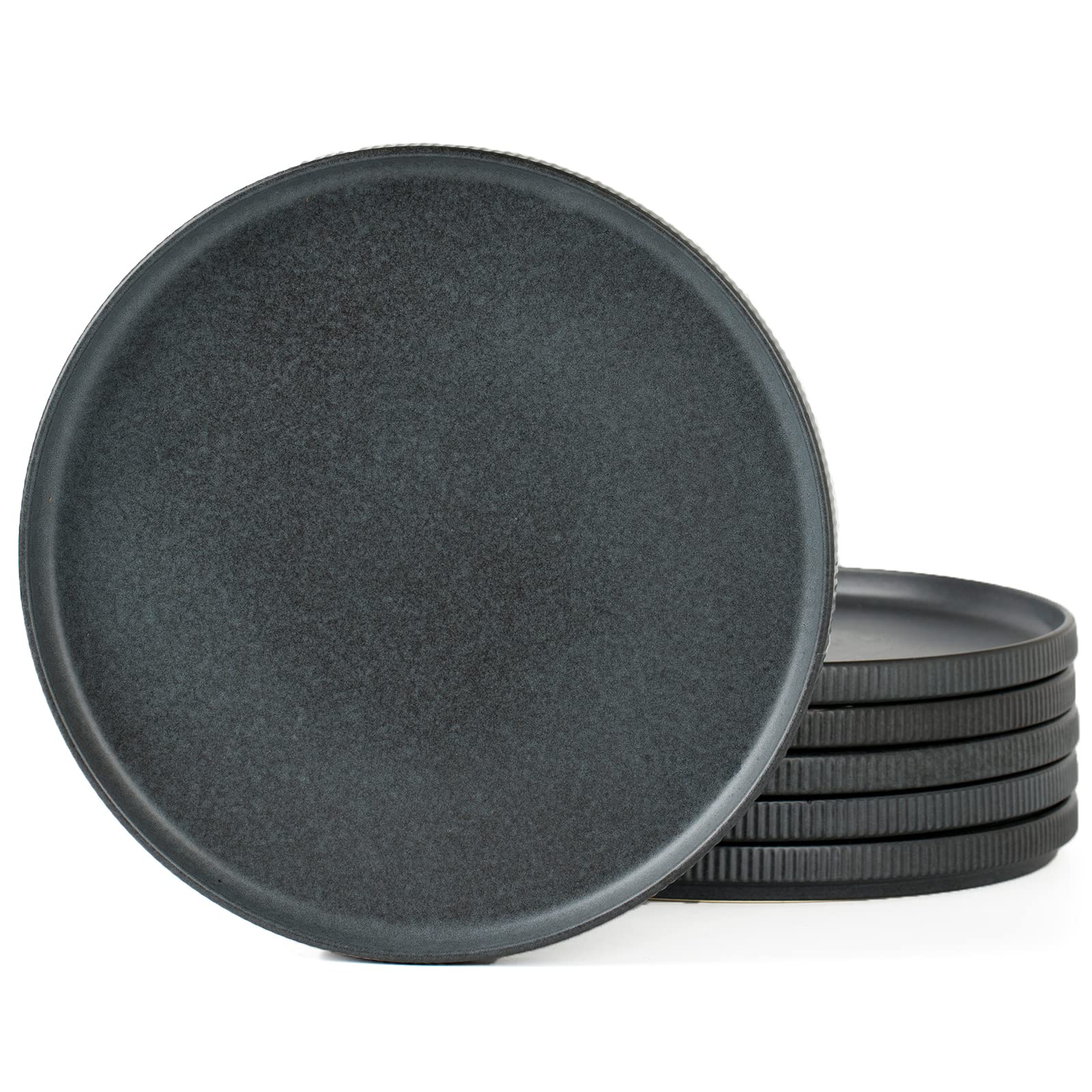 Aoibox  Star 6 Piece Modern Rustic Dark Charcoal Stoneware 10 in Dinner Plate Set with Scratch Resistant Glaze