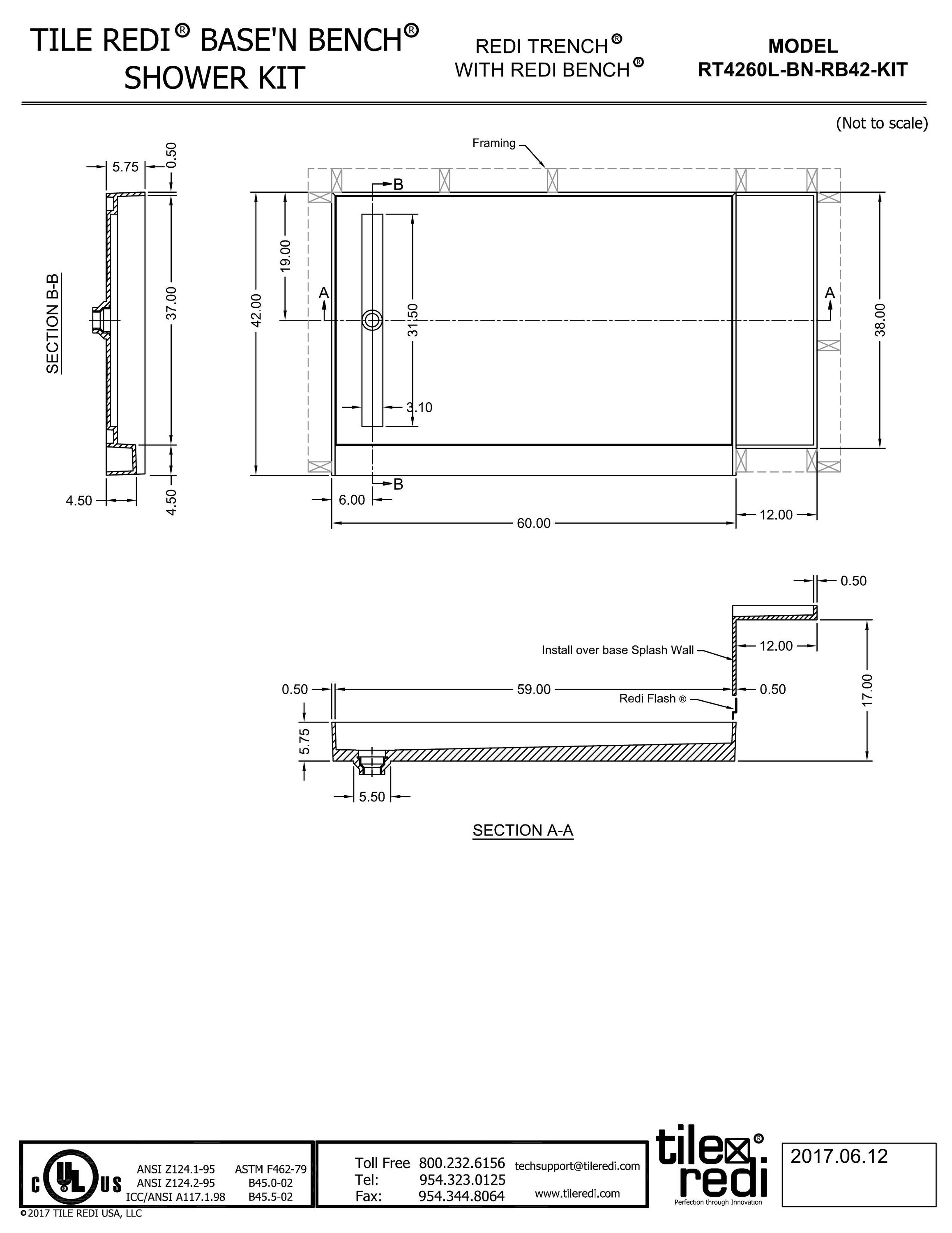 Tile Redi RT4260L-BN-RB42-KIT Shower-Floors - View #9