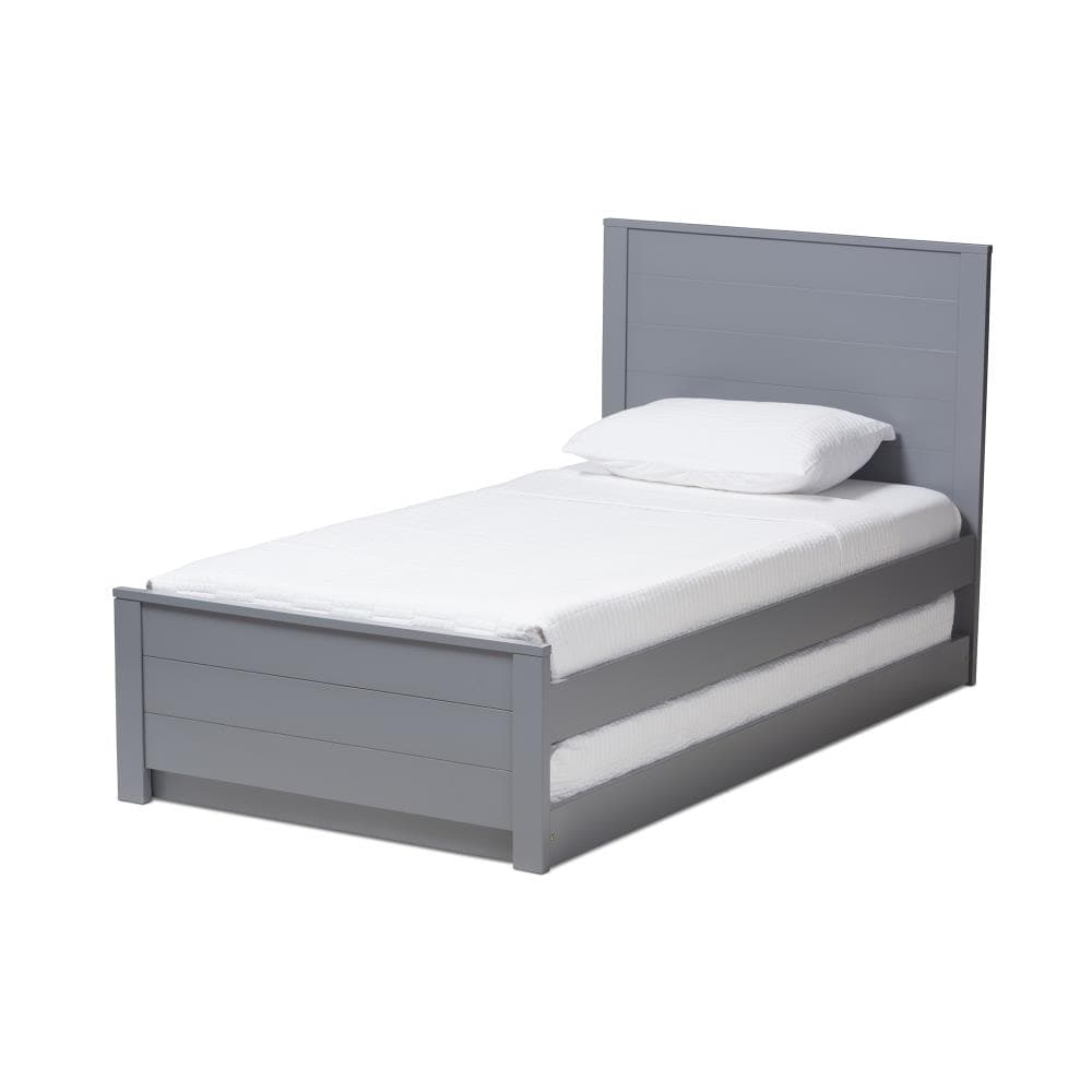 Baxton Studio Catalina Grey Twin Wood Trundle Bed in the Beds