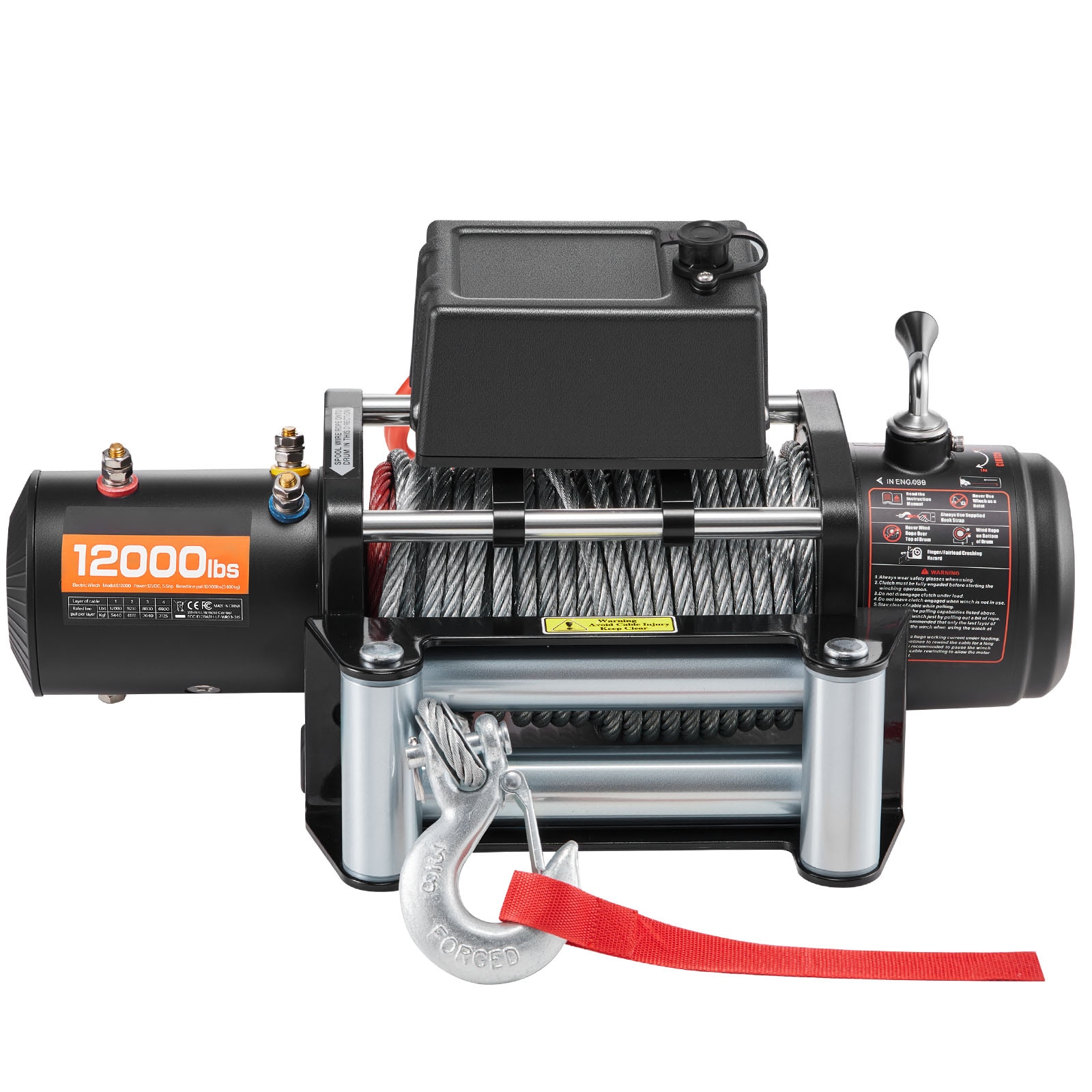 VEVOR Electric Winch 12000 lbs Load Capacity 12V DC Truck Winch with Diameter 7/20 in x 85 ft Steel Rope Wireless and Wired Remote Control Suitable for Towing SUV Jeep Trailer Boat Off-Road Vehicle