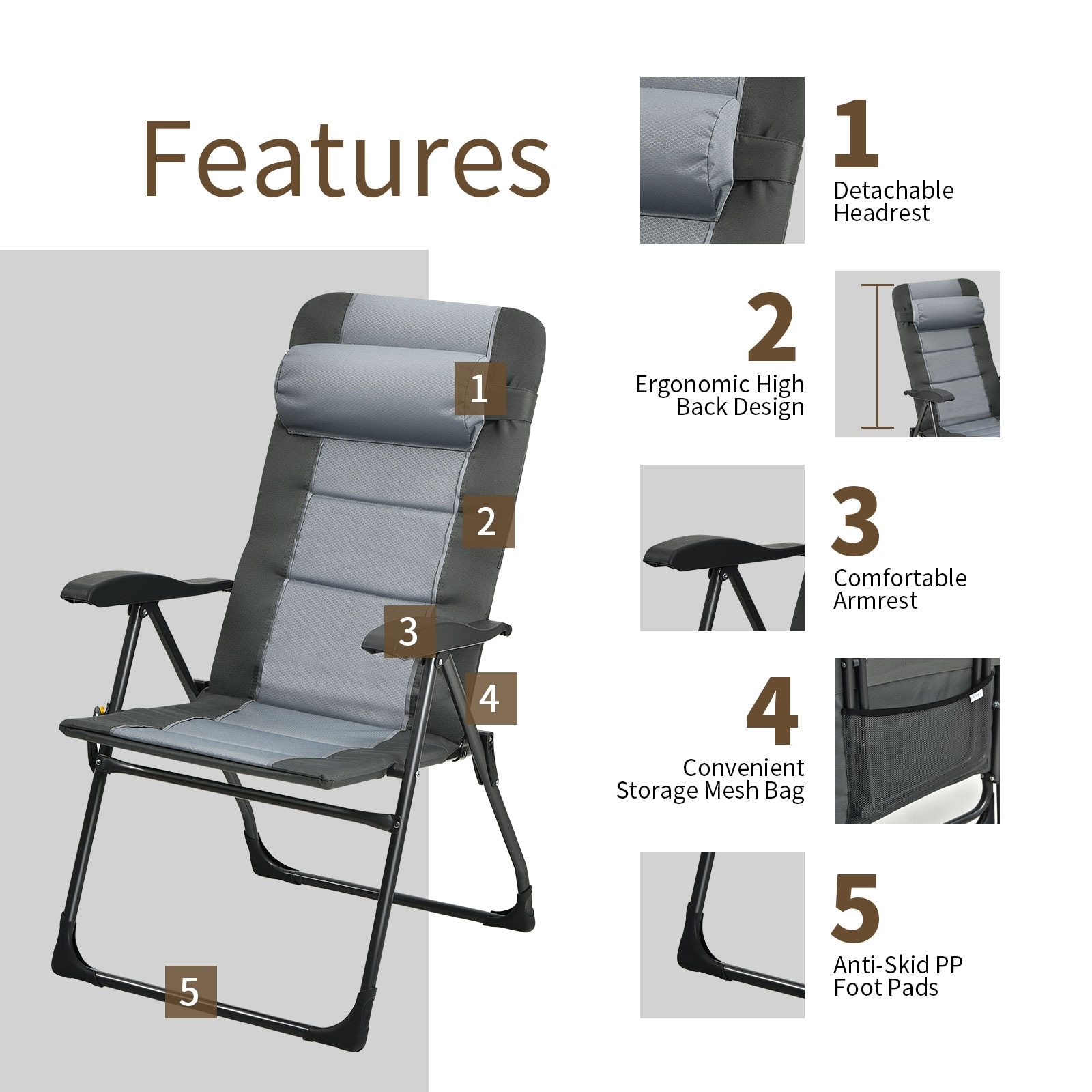 LIVIZA TDJ10018GR-2 Beach-Camping-Chairs - View #6