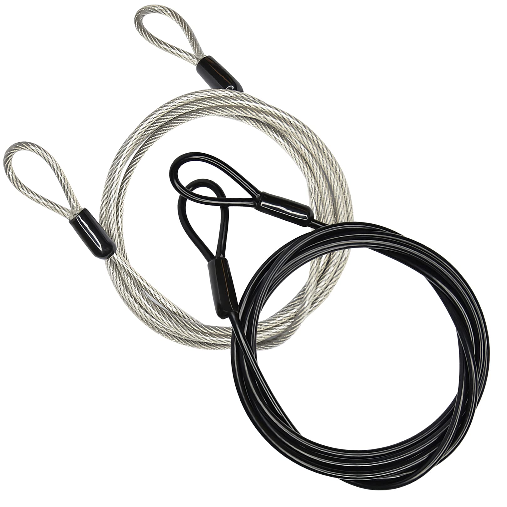 Phyfalip  Outdoor Security Cable Lock 3 Feet Braided Steel Double Loop Safety Cable Wire Rope with Smooth Coating for Luggage Bike Helmet
