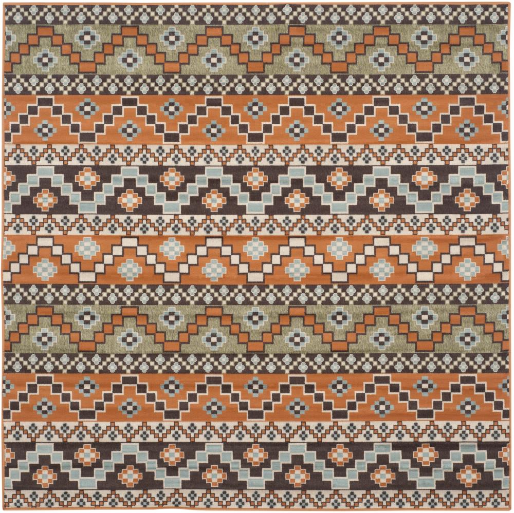 Safavieh VER095-0752-7SQ Veranda Rudy 7 x 7 (ft) Loomed Synthetic Terracotta/Chocolate Square Indoor/Outdoor Abstract Coastal Area rug