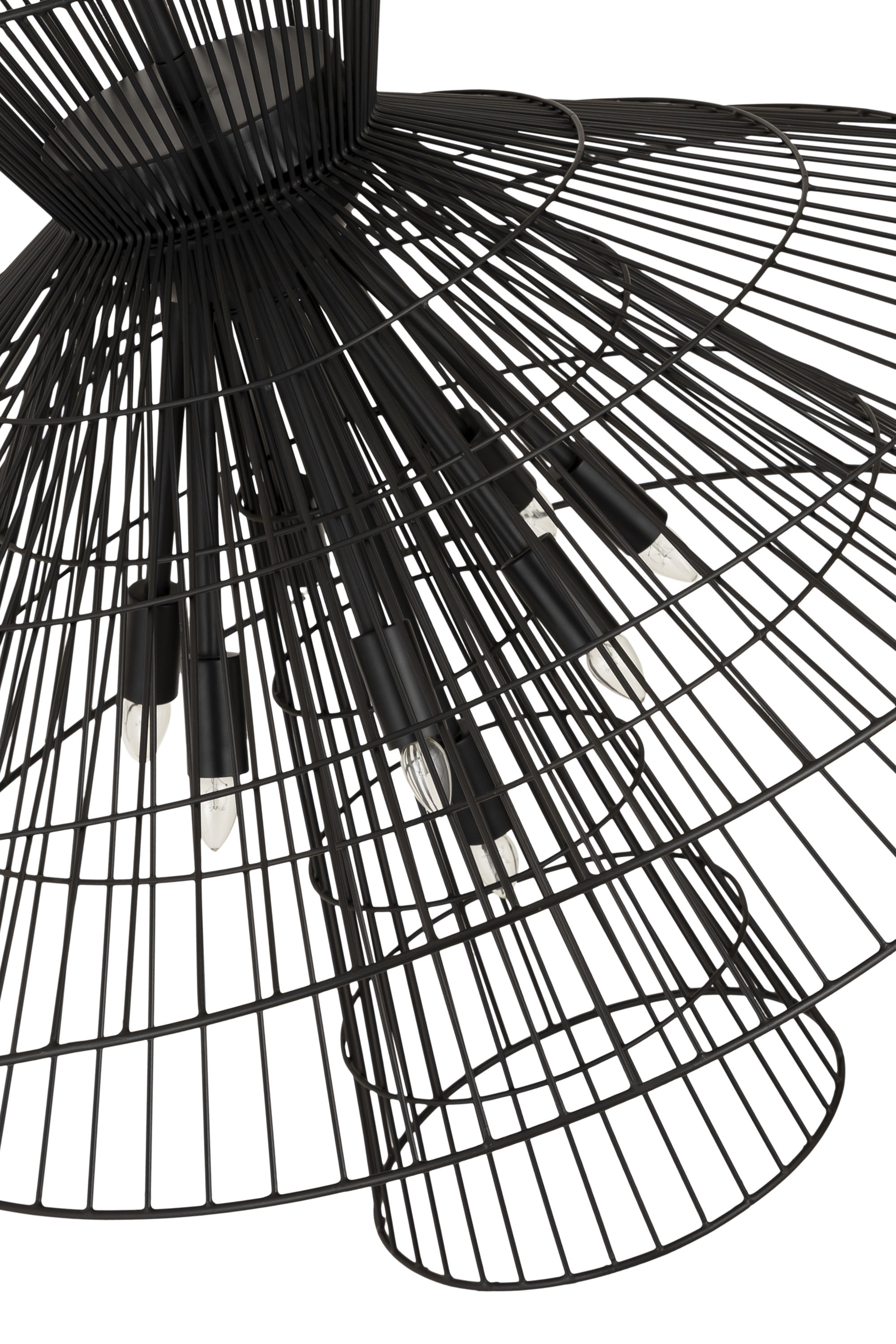 Matte Black 8-Light Industrial Cage Chandelier