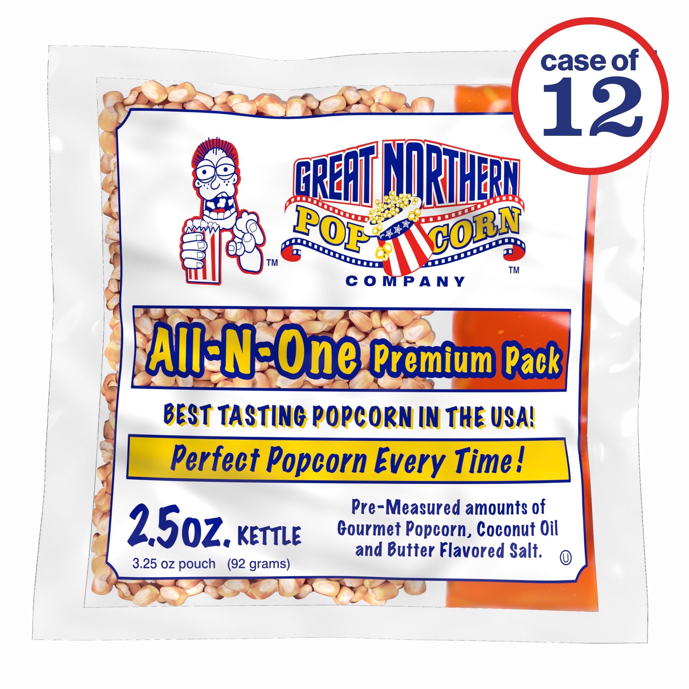 Pop Pup Popcorn Machine - 2.5-Ounce Kettle with 12-Pack Pre-Measured Popcorn Kernel Packets by Great Northern Popcorn (Red)