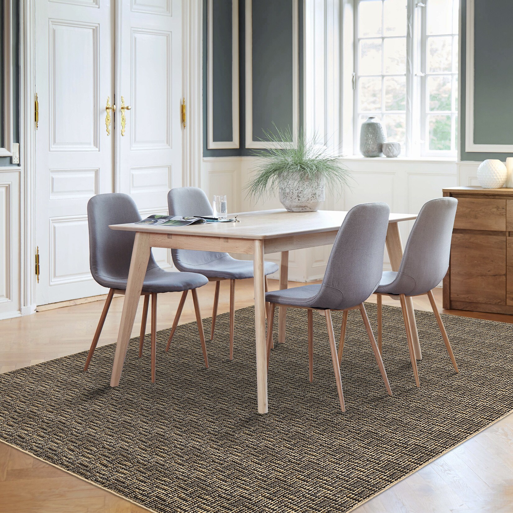 Garvee YXY-LO-PHO-338C8PB8 5 x 7 (ft) Loomed Polyester Brown Rectangular Indoor Solid Mid-Century Modern Machine washable Area rug
