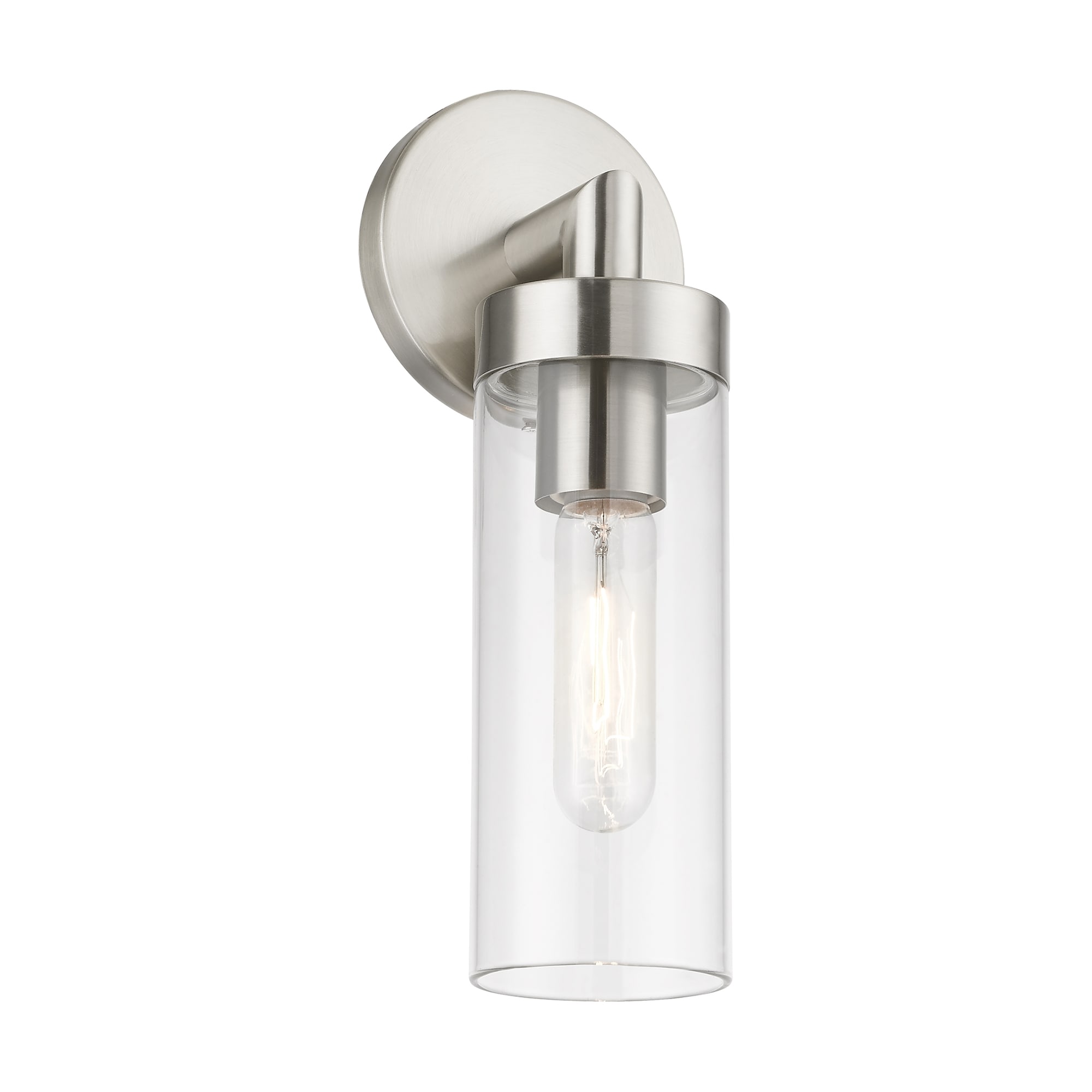 Ludlow Brushed Nickel 1-Light ADA Compliant Sconce with Clear Glass Shade