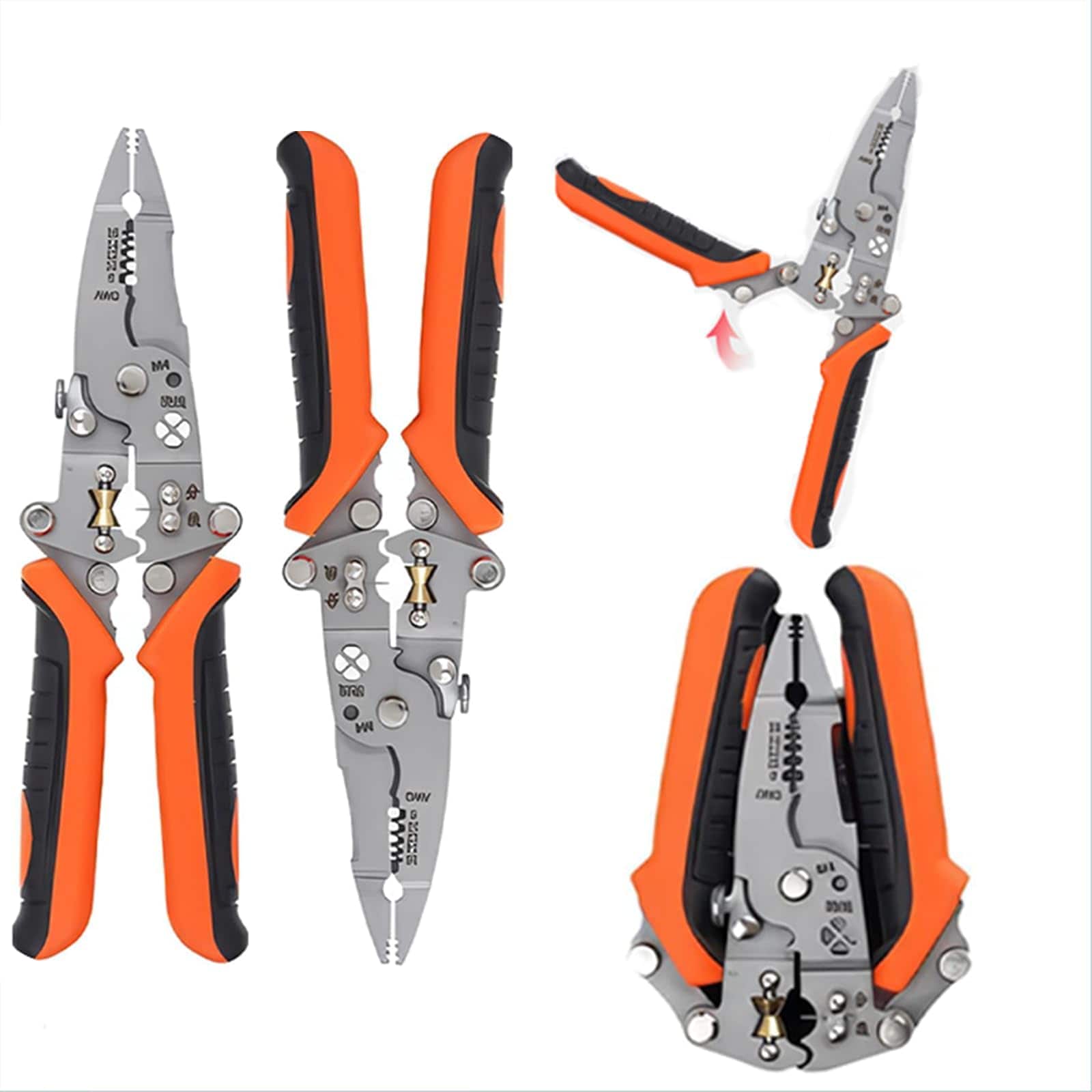 ITOPFOX  12in1 Multifunctional Wire Stripper Foldable Wire Stripper Twister Professional Electricians Pliers Cable Stripping Pliers for Cutting
