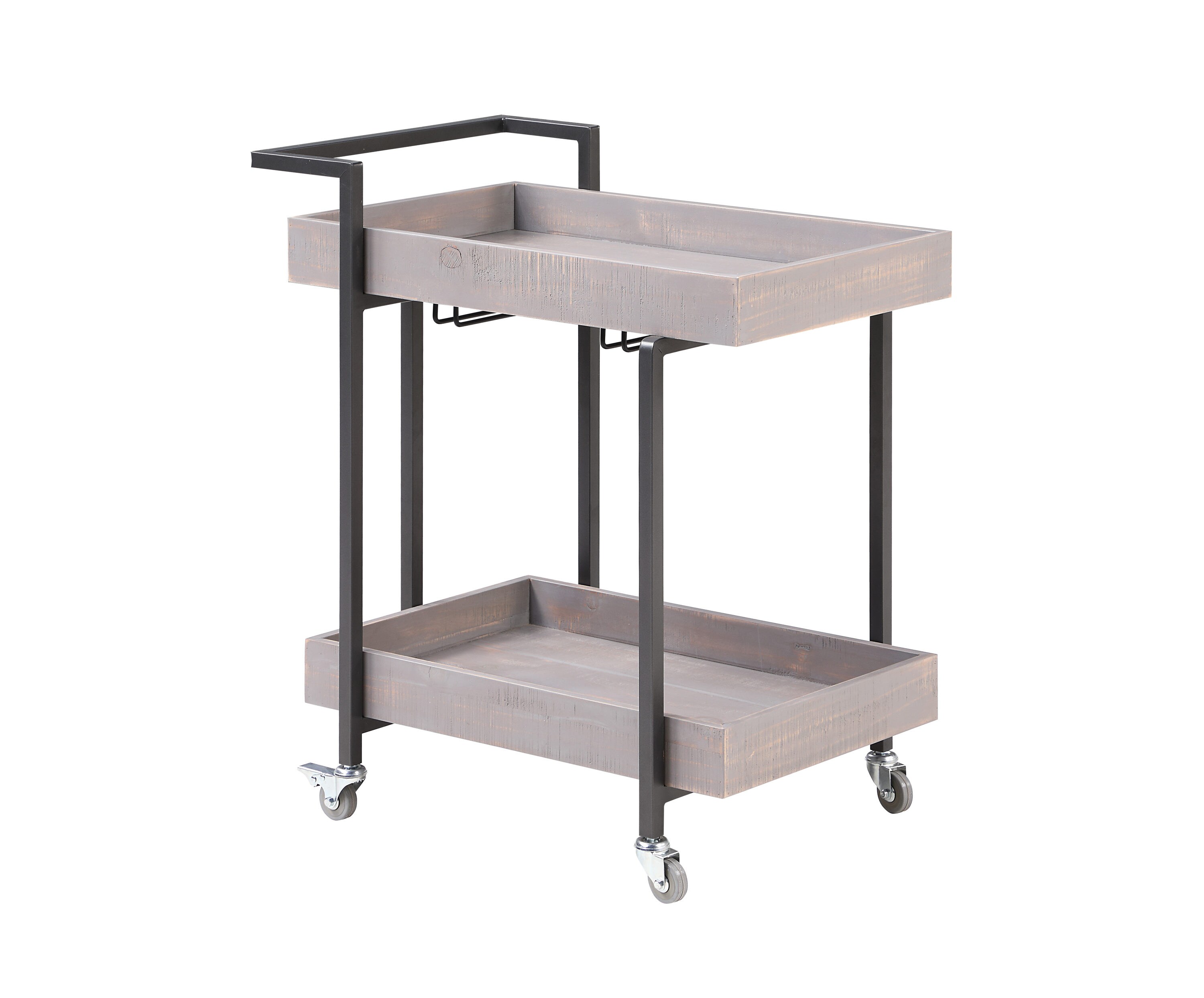 Furniture of America IDF-AC316GY Gray Metal Base with Wood Wood Top Rolling Kitchen Cart ( 18-Inches x 28-Inches x 31.5-Inches )