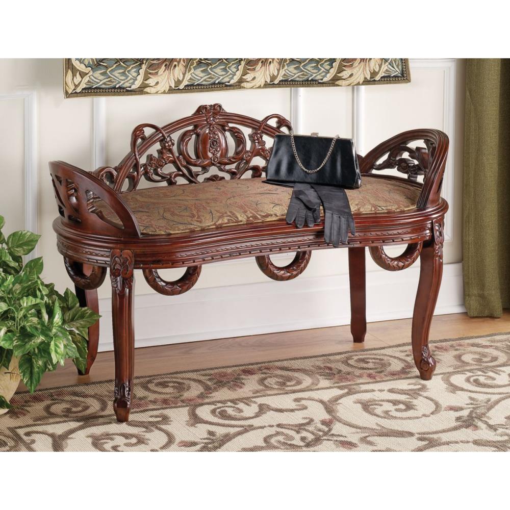 40" Rustic Hickory Upholstered Bench Wild Life Red SALE 