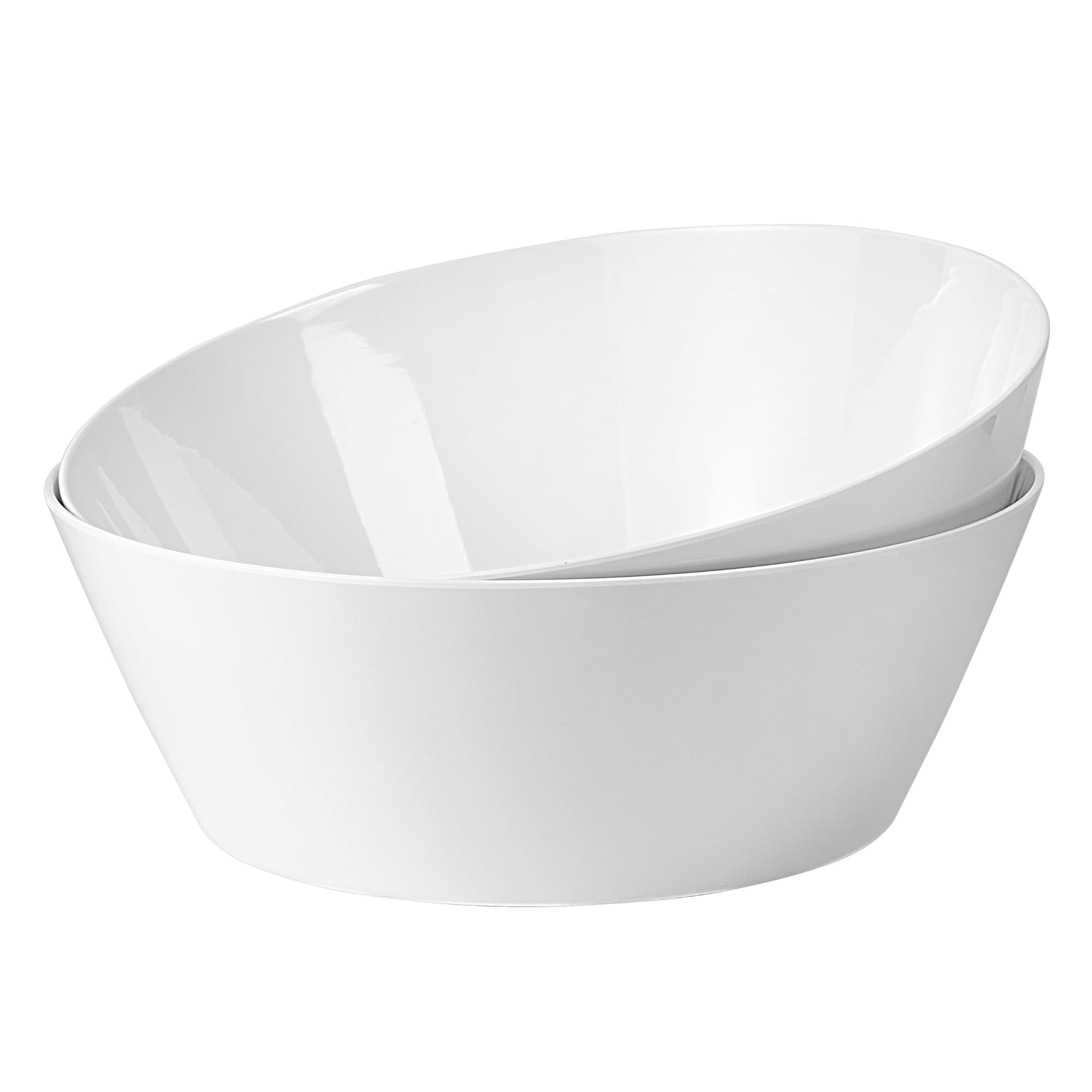Aoibox  11 5 in Melamine Serving Bowls with Hammered Pattern BPA Free Shatter Resistant Set of 2 White inch