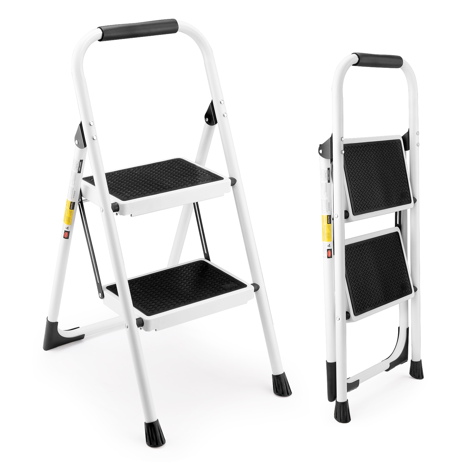 Loebelle 2-Step Ladder with 330 lbs Load Capacity. Sturdy Steel Step Ladder with Anti-Slip and Wide Pedal for Any Room Household Kitchen Library Pantry and Office.
