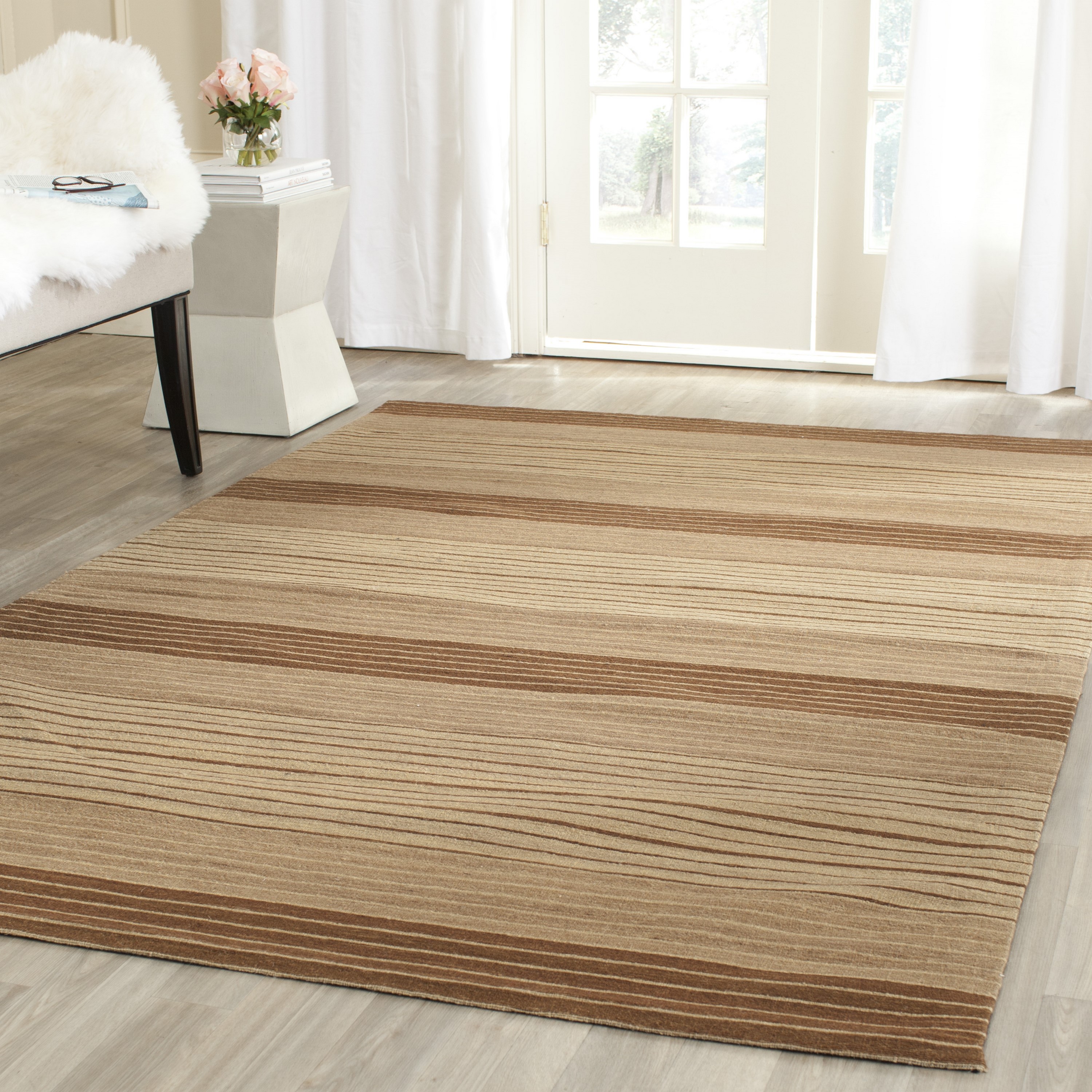 Marbella Beige and Brown Hand Loomed Wool Area Rug
