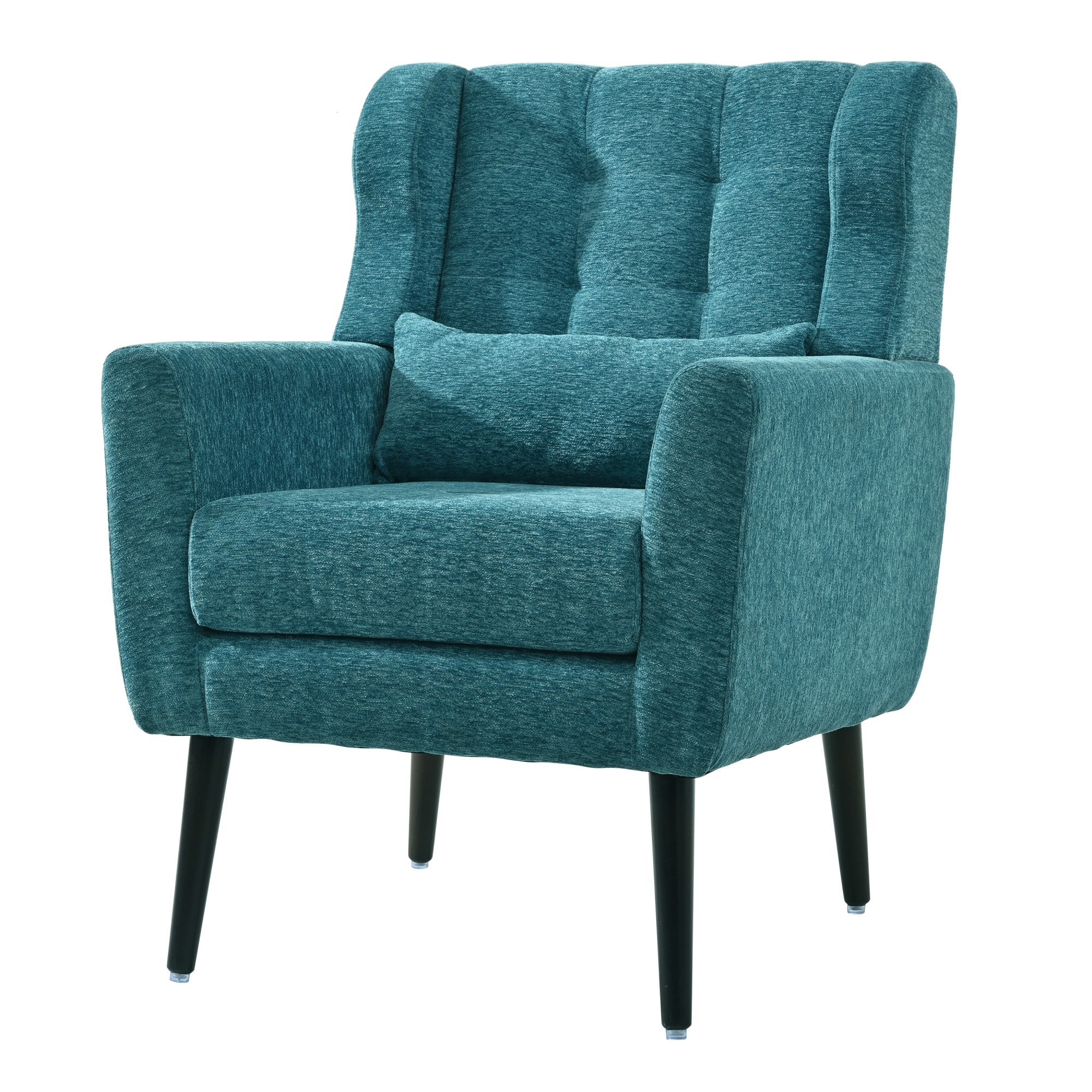 Elite Gourmet - Modern Teal Chenille Upholstered Arm Chair Accent Chair with Pillow for Living Ro...