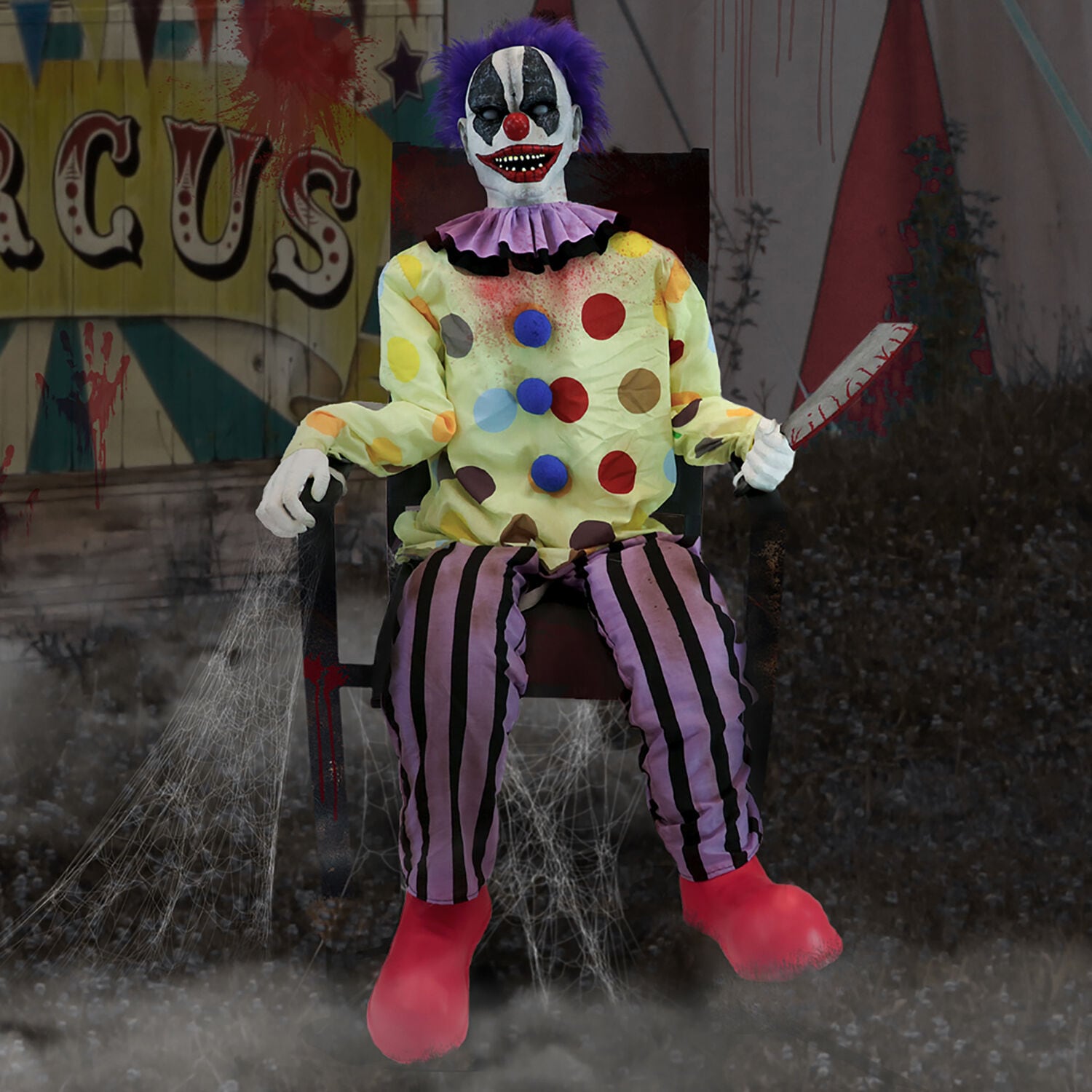 Haunted Hill Farm 4-ft Lighted Animatronic Stanley, the Thrashing Clown ...