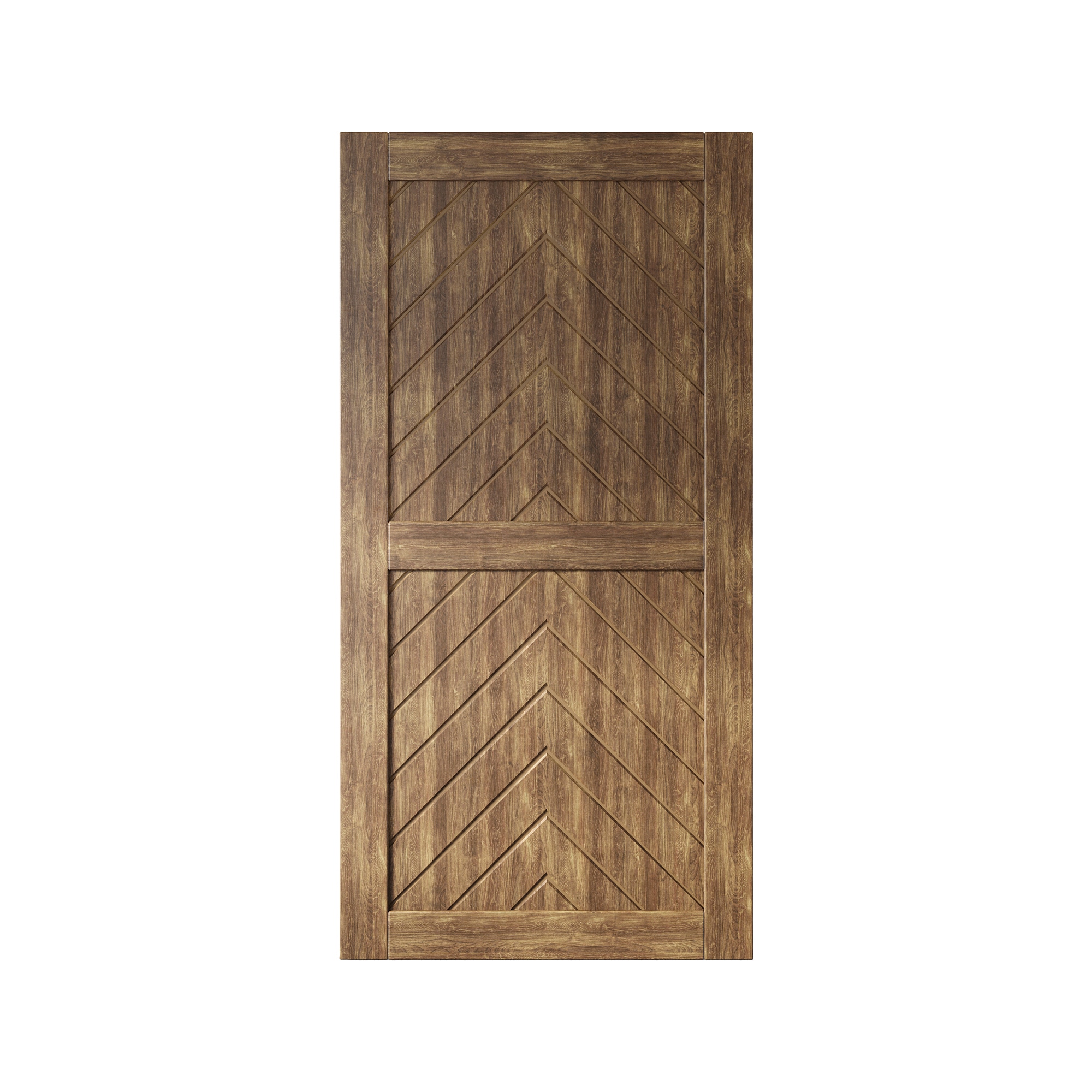 HOMACER JT1-3280-WA 32-in x 80-in Dark Walnut Herringbone Pine Wood Solid core Single Barn Door (Hardware Not Included)
