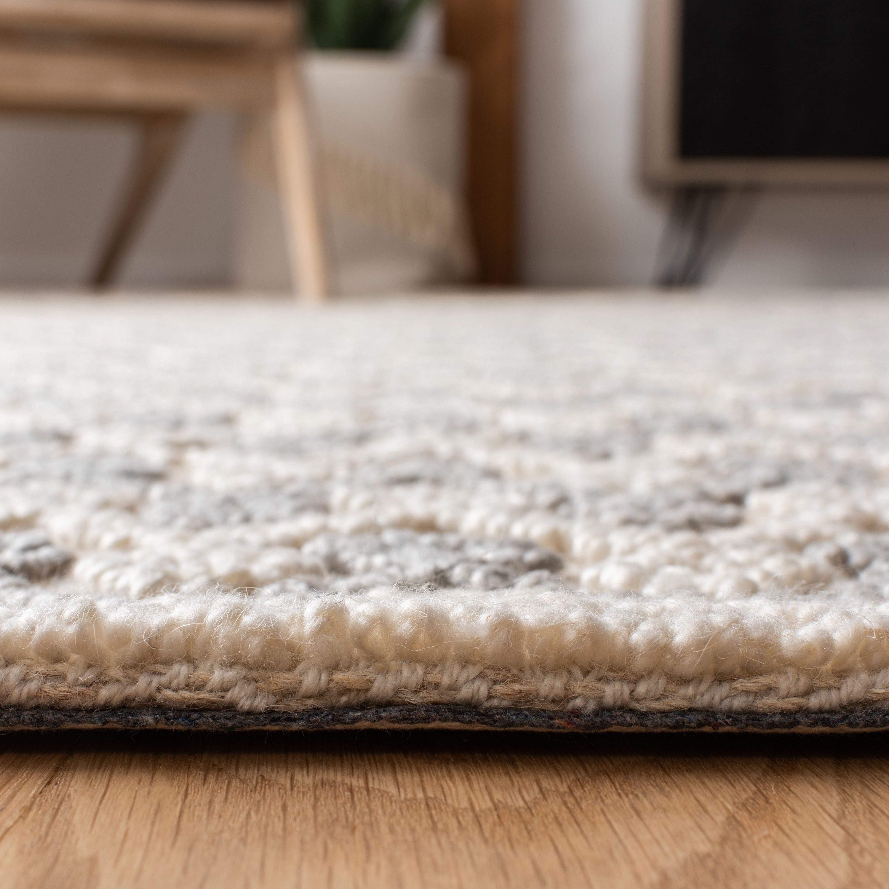 Handmade Gray and Beige Tufted Wool and Viscose Rug, 8' x 10'