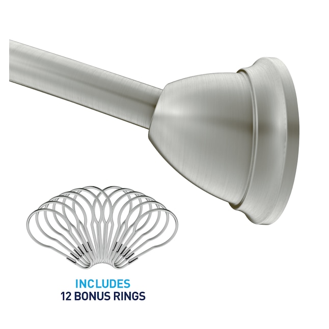 Curve Shower Rod In The Rods, Moen Double Shower Curtain Hooks In Brushed Nickel