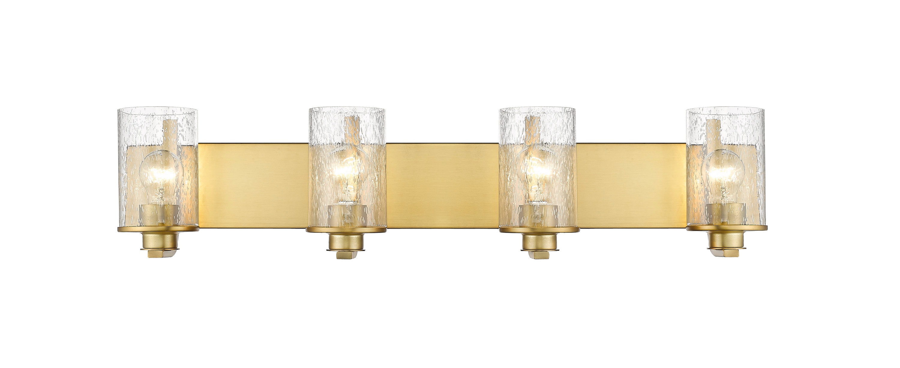 Beckett Olde Brass 4-Light Vanity with Clear Seedy Glass Shades
