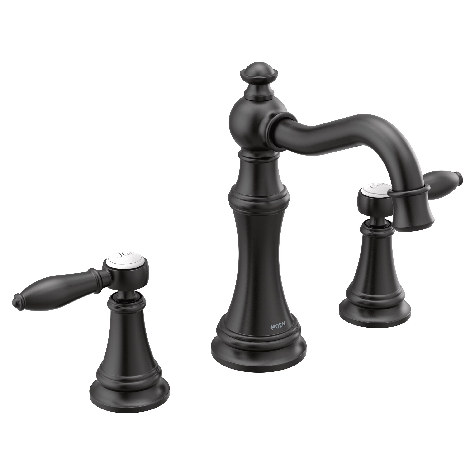 Moen TS42108BL Weymouth Matte Black Widespread 2-Handle WaterSense Bathroom Sink Faucet with Drain