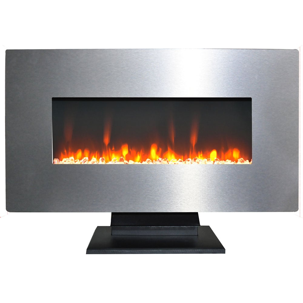 Cambridge CAM36WMEF-1SS 36-Inches W Stainless Steel Free standing Fan-forced Wall-mount Electric Fireplace with Remote Control Included