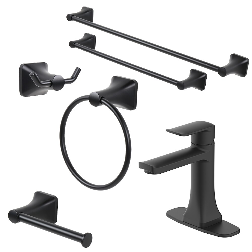 Shop allen + roth Dunmore Matte Black 1-handle Sink Faucet and Bath ...