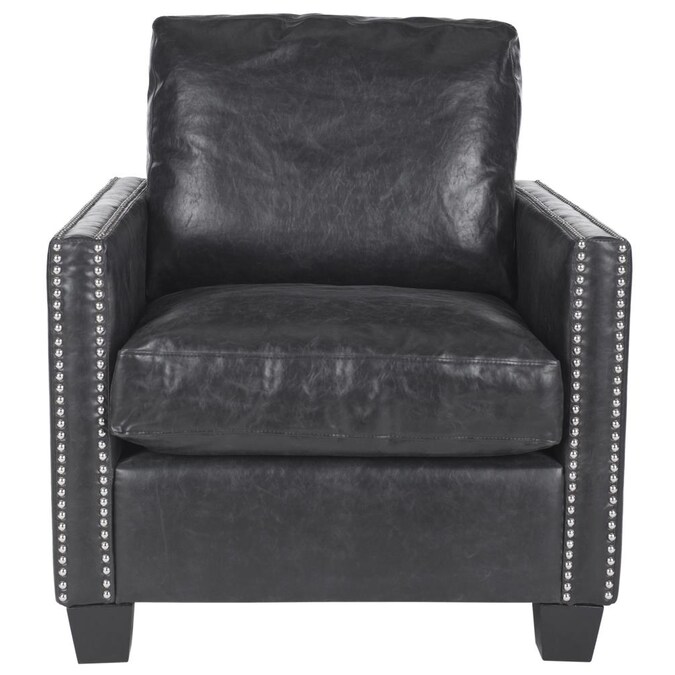 Safavieh Horace Casual Black Faux, Leather Studded Chair