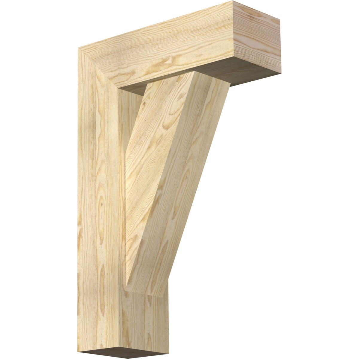 Ekena Millwork 1464973 Traditional block rough sawnbracket with offset brace 8-in x 22-in x 34-in Douglas fir Brown Wood Standard bracket