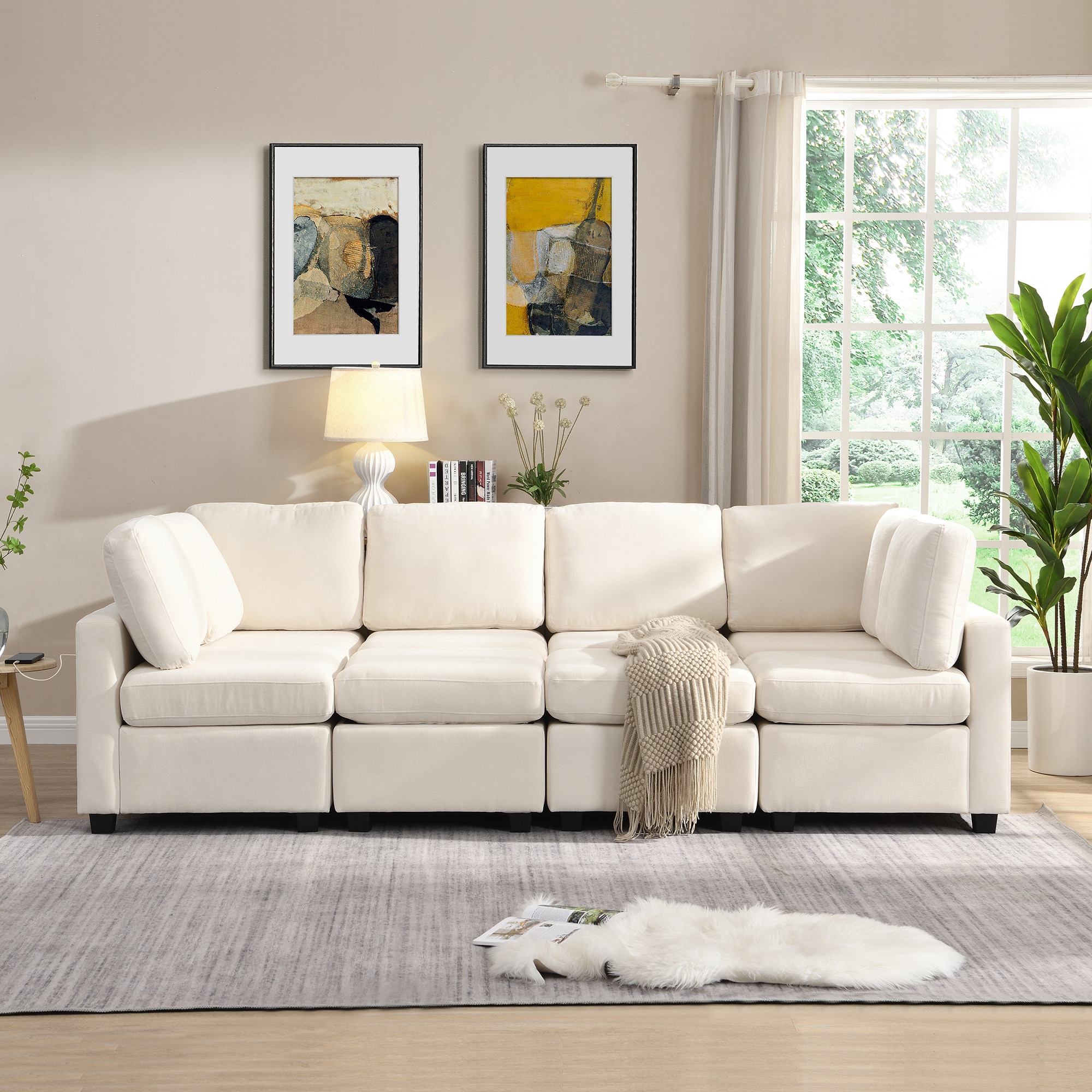 ModernLuxe L-N719S001620A 52.00-in Modern Beige Sofa