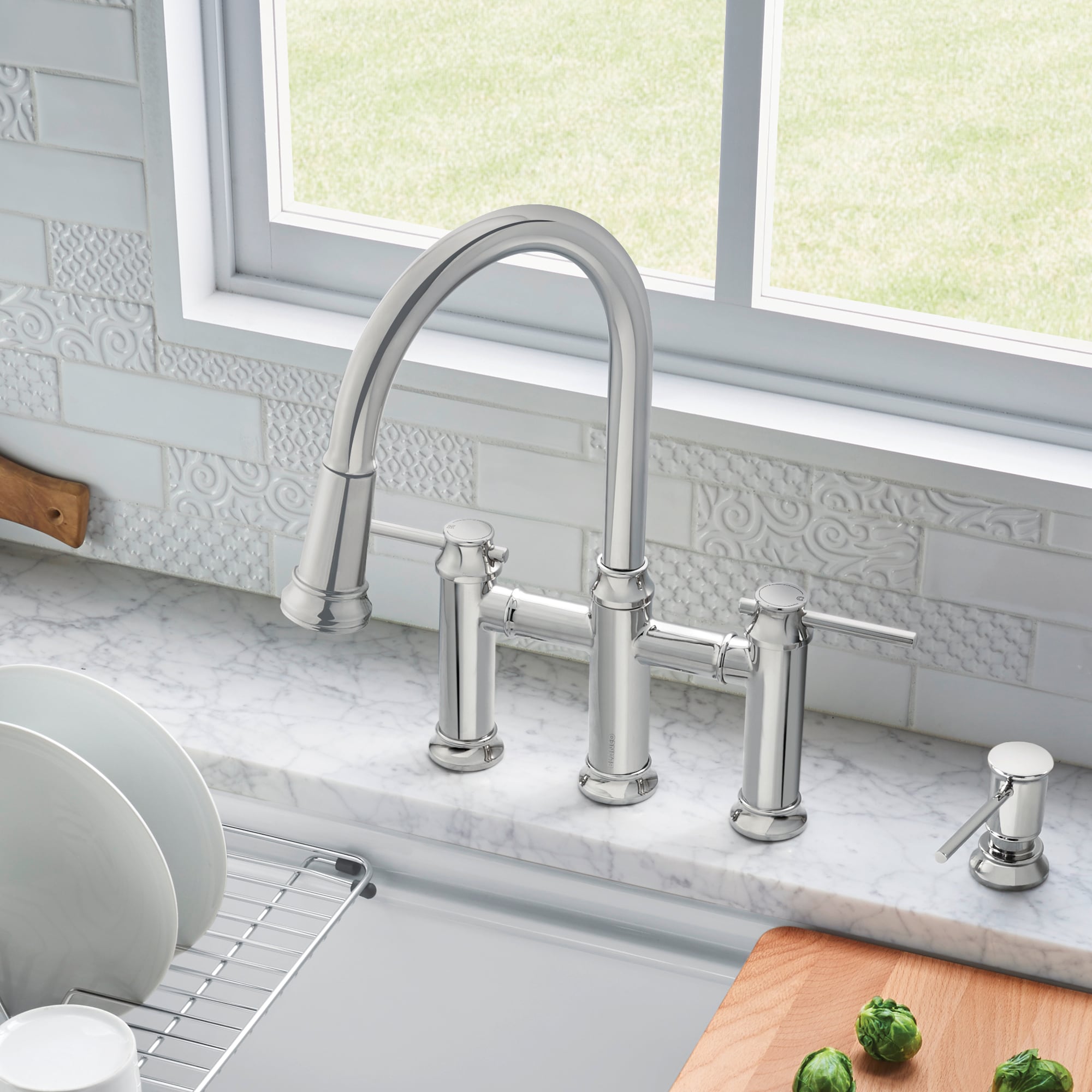 BLANCO Empressa Chrome Double Handle Pull-down Kitchen Faucet in the Kitchen  Faucets department at