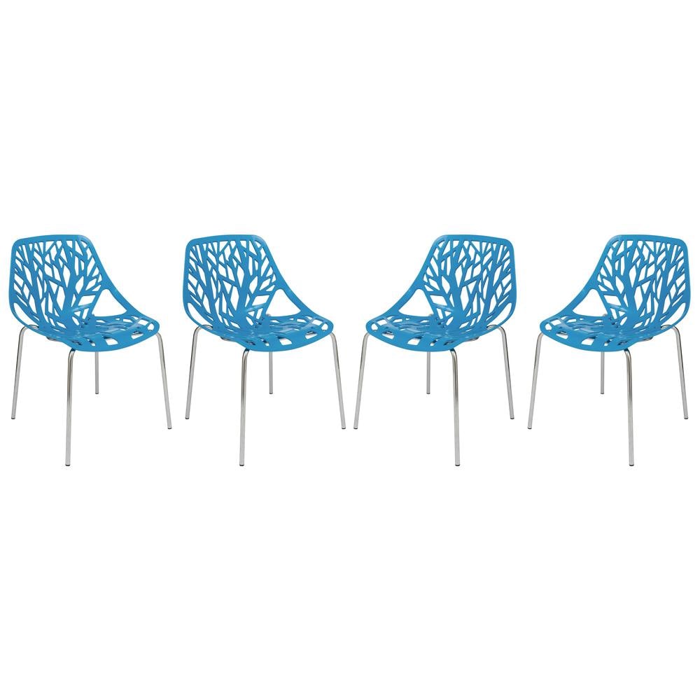 Leisuremod BG3143478 Modern Asbury Dining Chair w Chromed Legs Set of 4