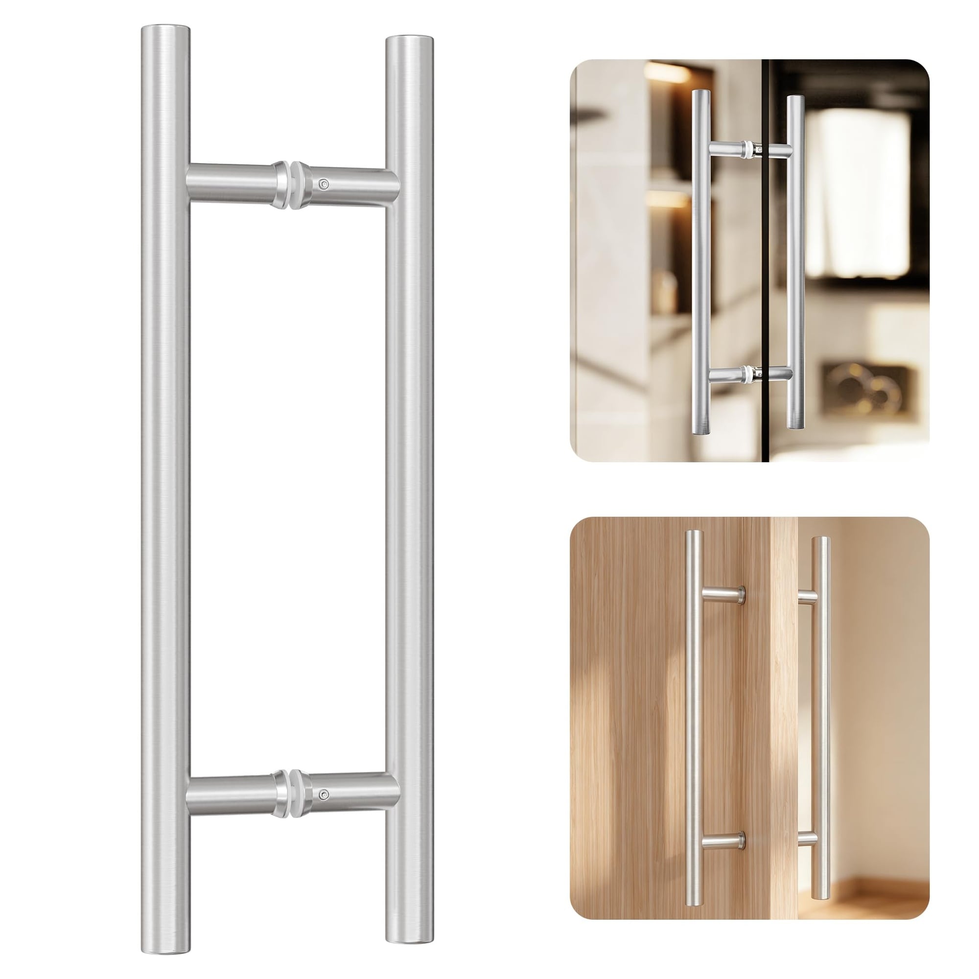 Lukvuzo  Ladder Style 18 Inch Push Pull Door Handle 300mm CTC Heavy Duty 1.2mm Thick 304 Stainless Steel Double Sided Handle for Barn Front Wood