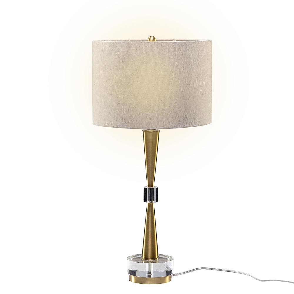 ExBrite DILP0011 Traditional 8-in Gold LED Buffet Table Lamp with Linen Shade
