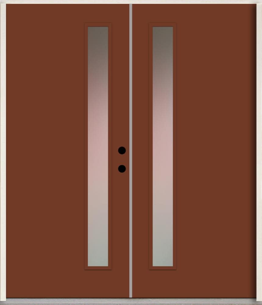 RELIABILT LO1065326 Spotlights 72-in x 80-in x Fiberglass 1/4 lite Left-hand inswing Fox Tail Paint Painted Prehung Double Front Door Insulating core