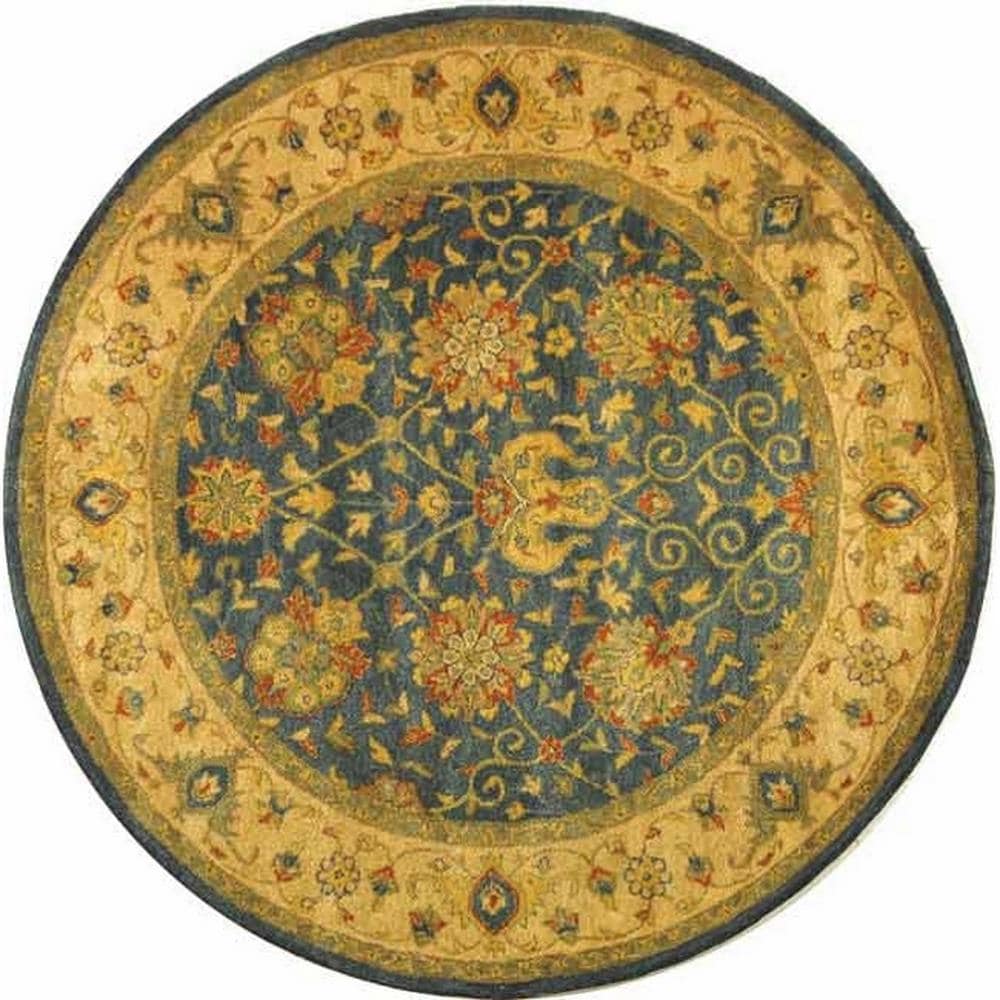 Safavieh AT21E-6R Antiquity Dergaz 6 x 6 (ft) Tufted Wool Blue Round Indoor Floral/Botanical Vintage Area rug