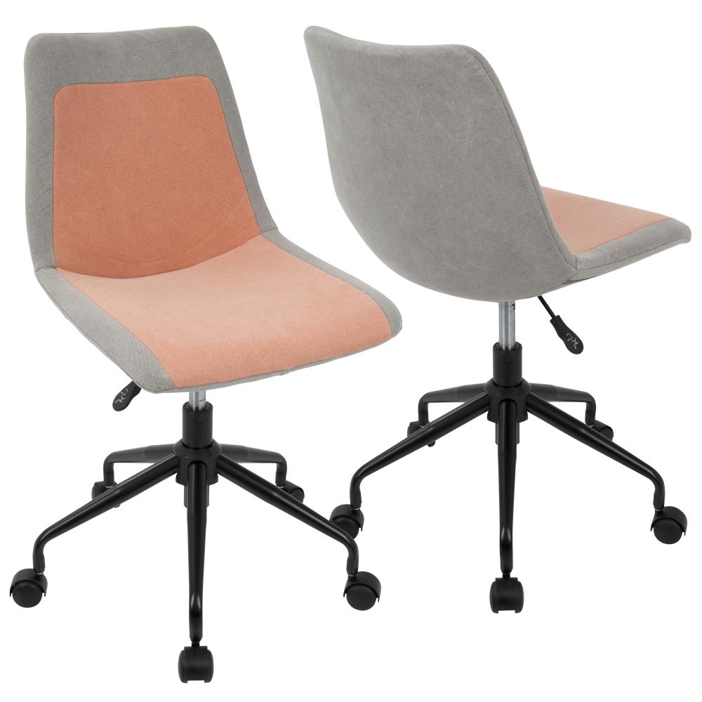 LumiSource OC-ORZO BK+OR Orzo Black, Orange Denim Contemporary Adjustable Height Swivel Upholstered Task Chair