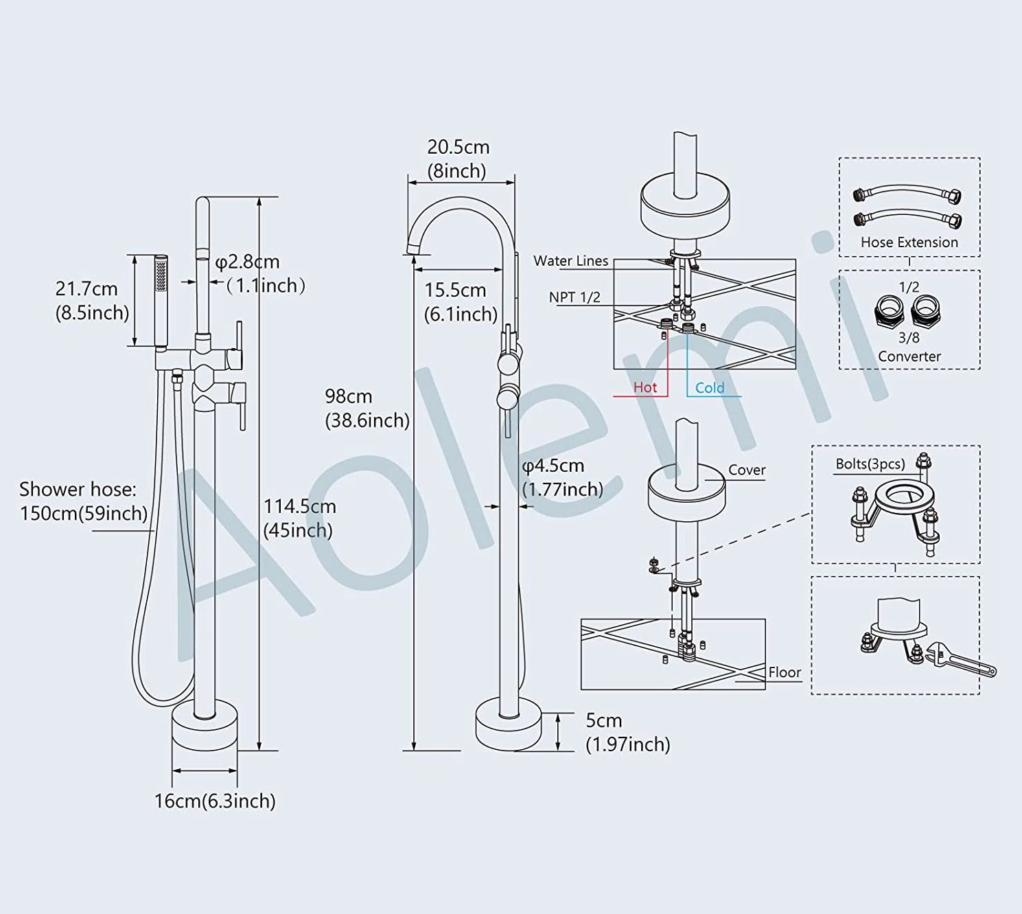 WELLFOR DB-BT4H Roman-Tub-Faucets - View #8