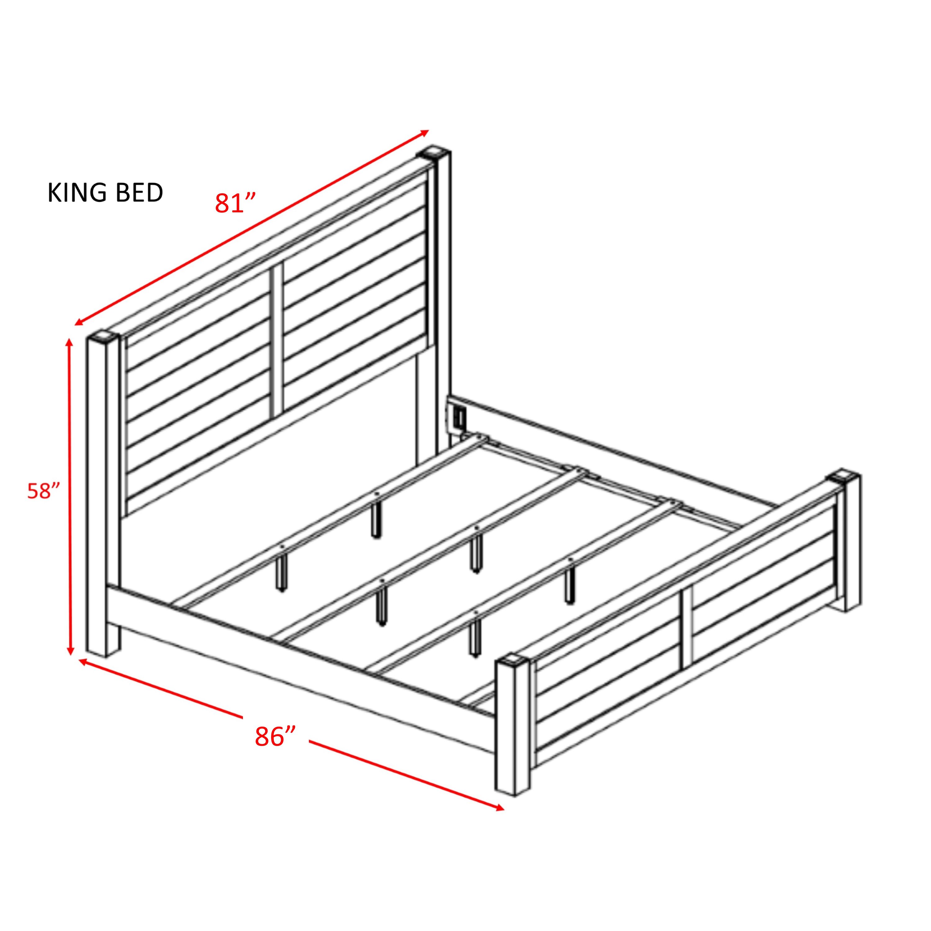 Rustic Brown King Wood Panel Bed with Headboard