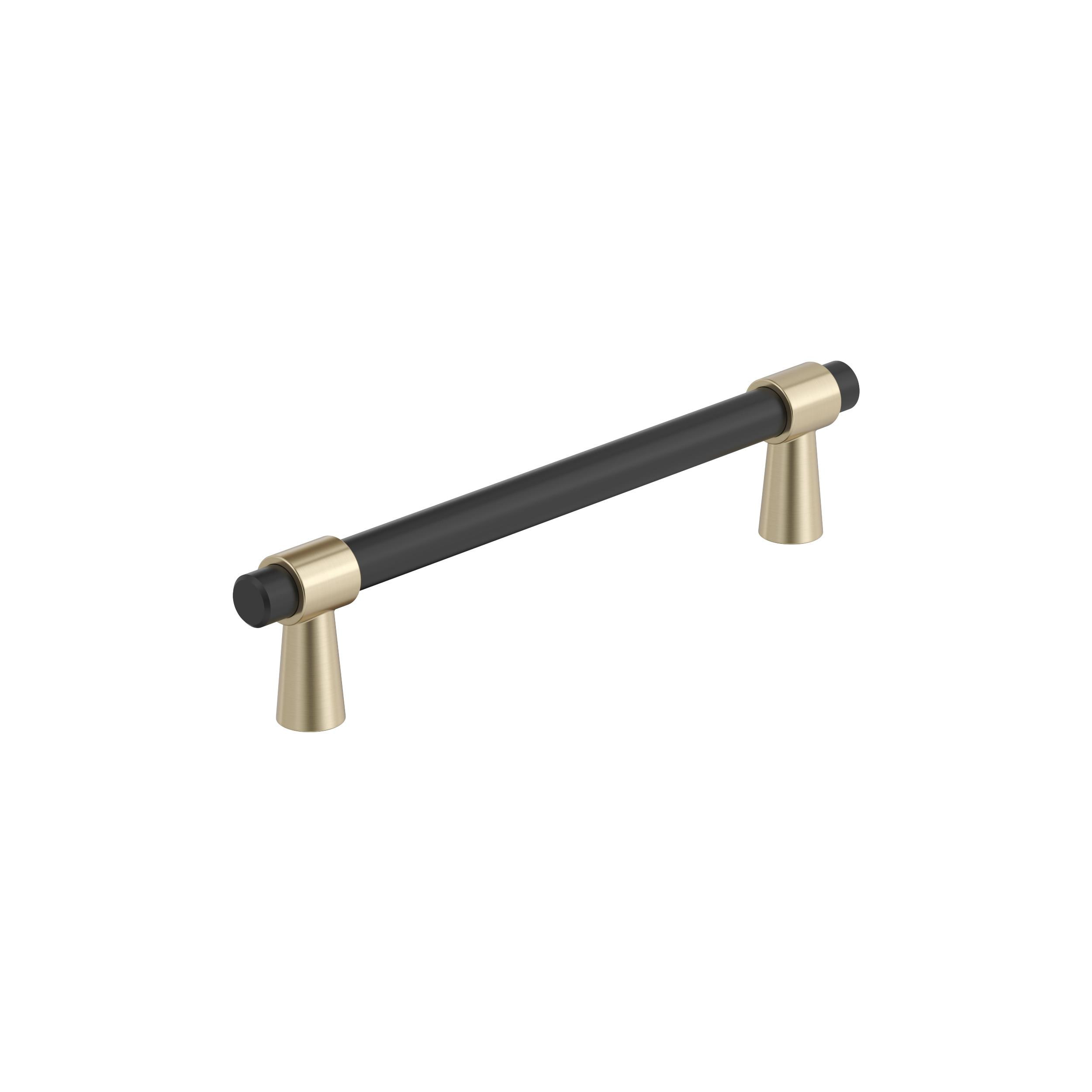 Amerock BP36859FBBBZ Mergence 5-1/16-in , 128mm Center to Center Matte Black/Golden Champagne Cylindrical Bar