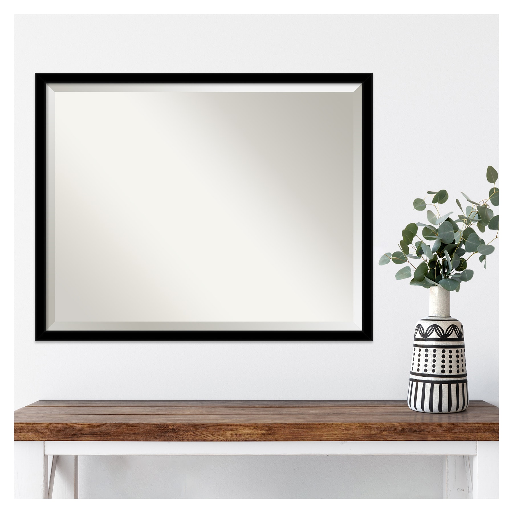 Jet Black Rectangular Wall Mirror with Polystyrene Frame