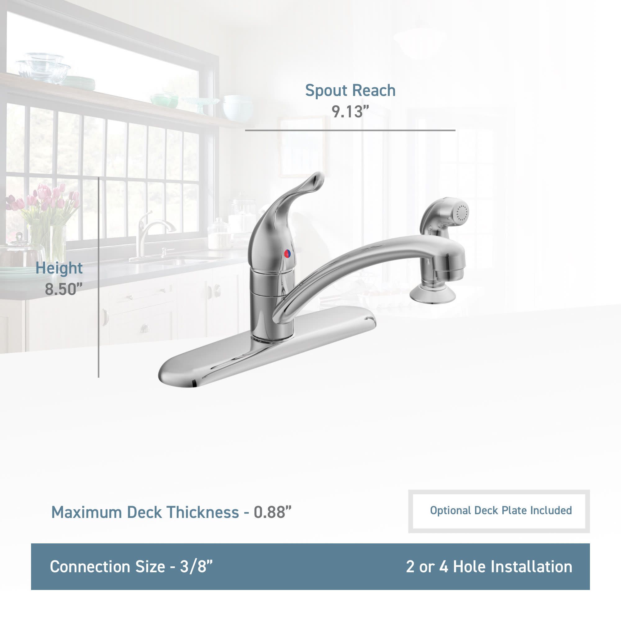 Moen Chateau Spot Resist Stainless Single Handle Kitchen Faucet (Deck ...