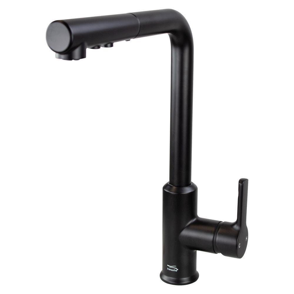 Transolid T3630-MB Sloane Matte Black Single Handle Deck-mount Pull-out Kitchen Faucet with Sprayer